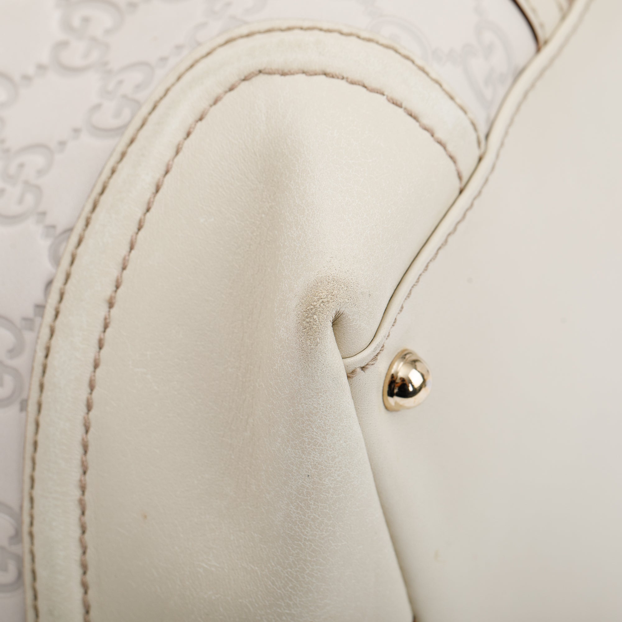 Gucci White GG Signature Leather Treasure Boston Bag