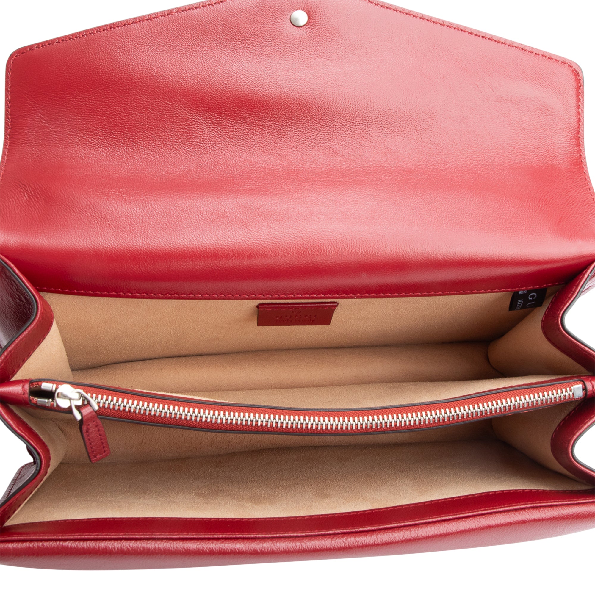 Gucci White GG Tweed Red Leather Small Dionysus Shoulder Bag