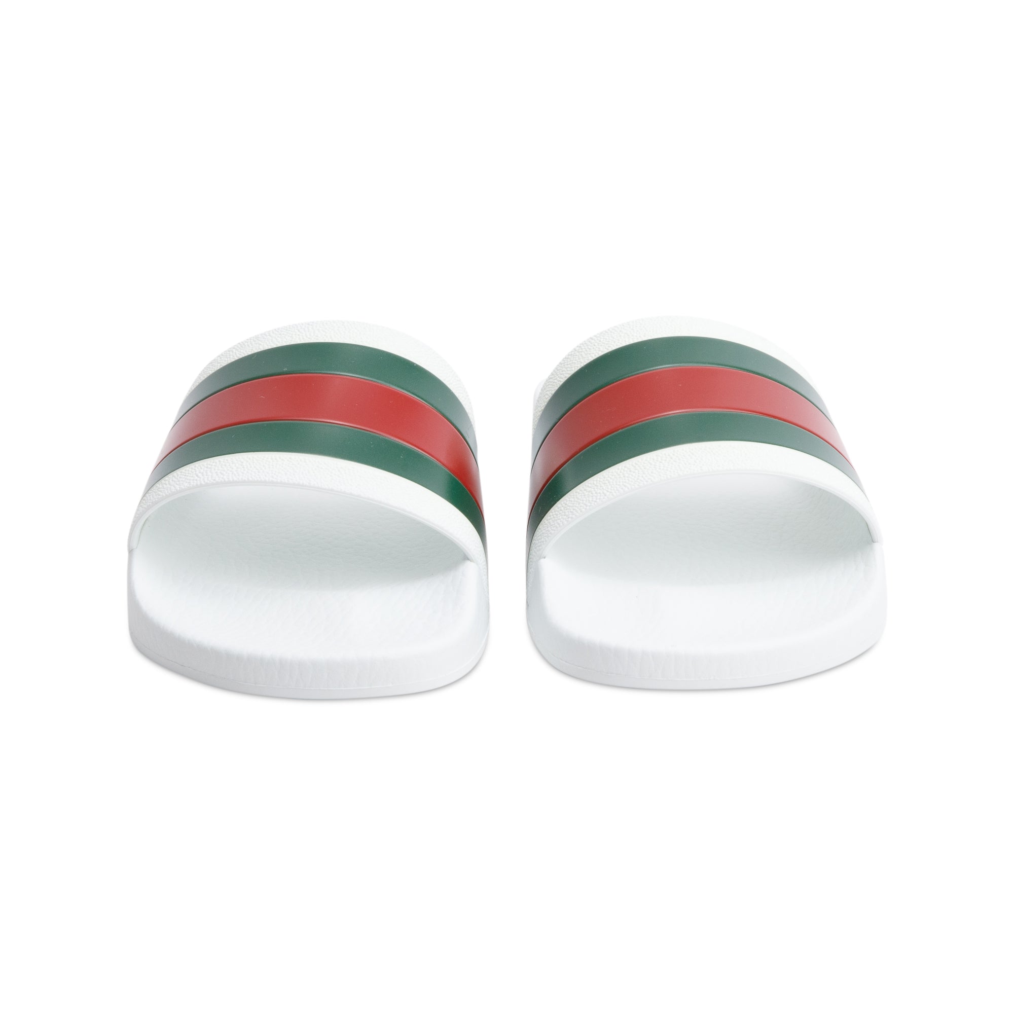 Gucci White, Green & Red Web Accent Rubber Slides w/ Box