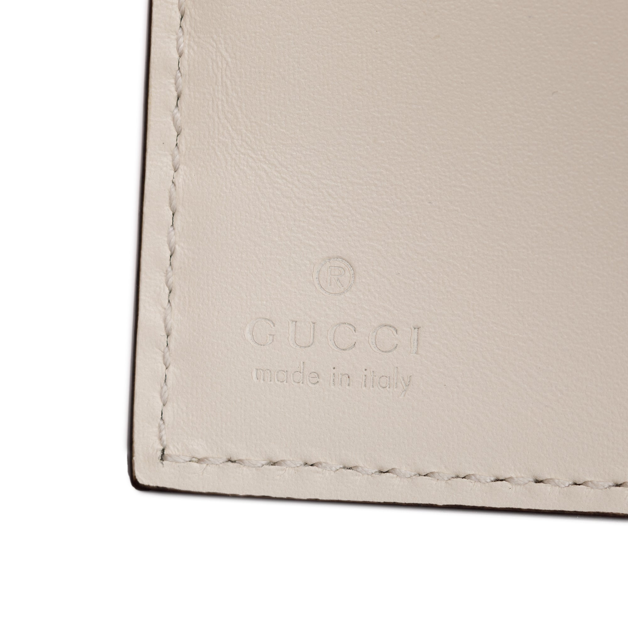 Gucci White Guccisimma Leather Compact Bow Wallet w/ Box