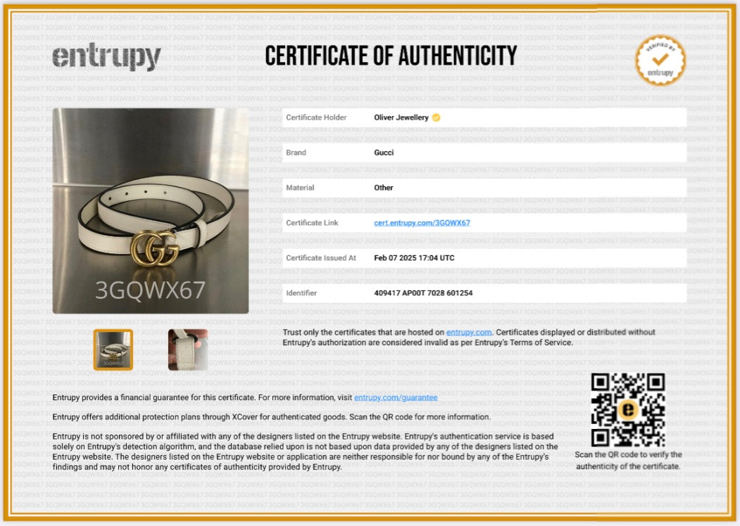 Gucci White Leather GG Marmont Skinny Belt, 70 28