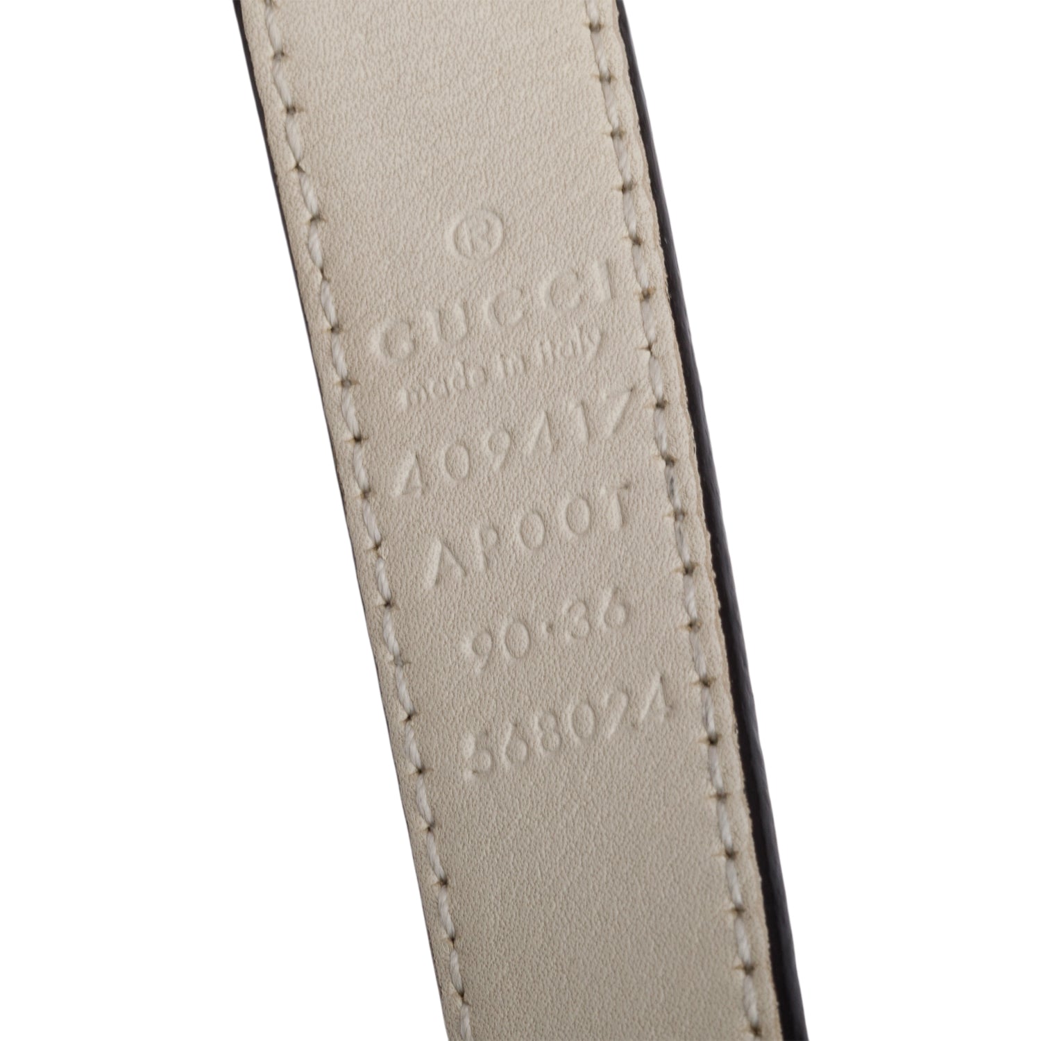 Gucci White Leather GG Marmont Thin Belt, 90 36