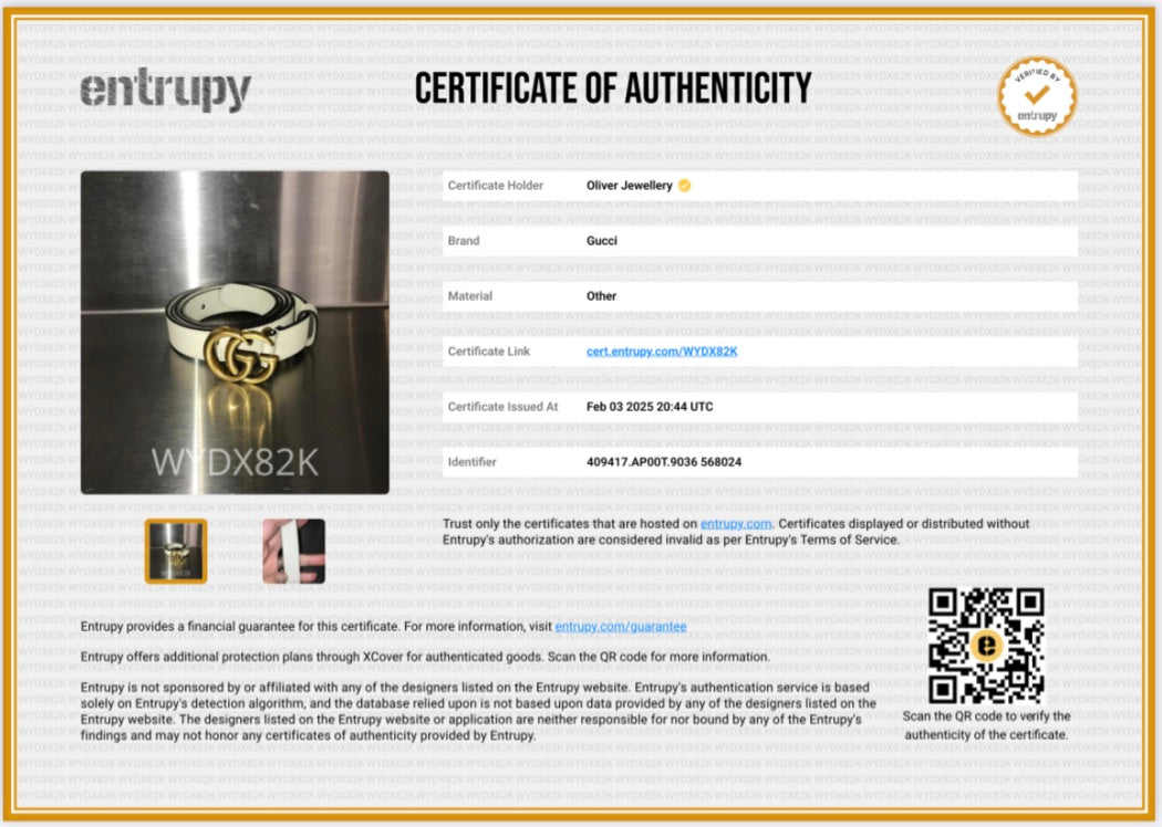 Gucci White Leather GG Marmont Thin Belt, 90 36