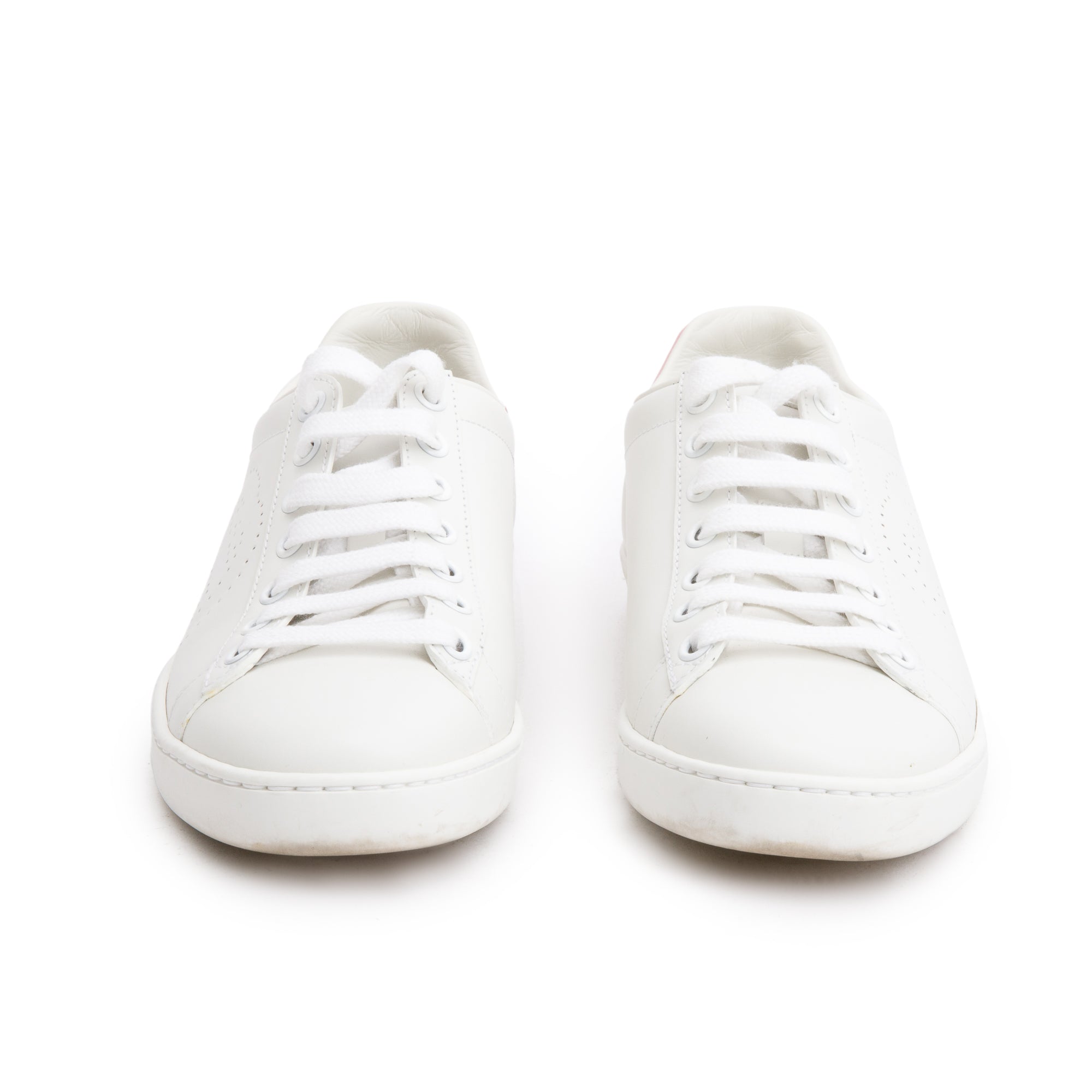 Gucci White Leather Interlocking G Ace Sneakers, Size 35