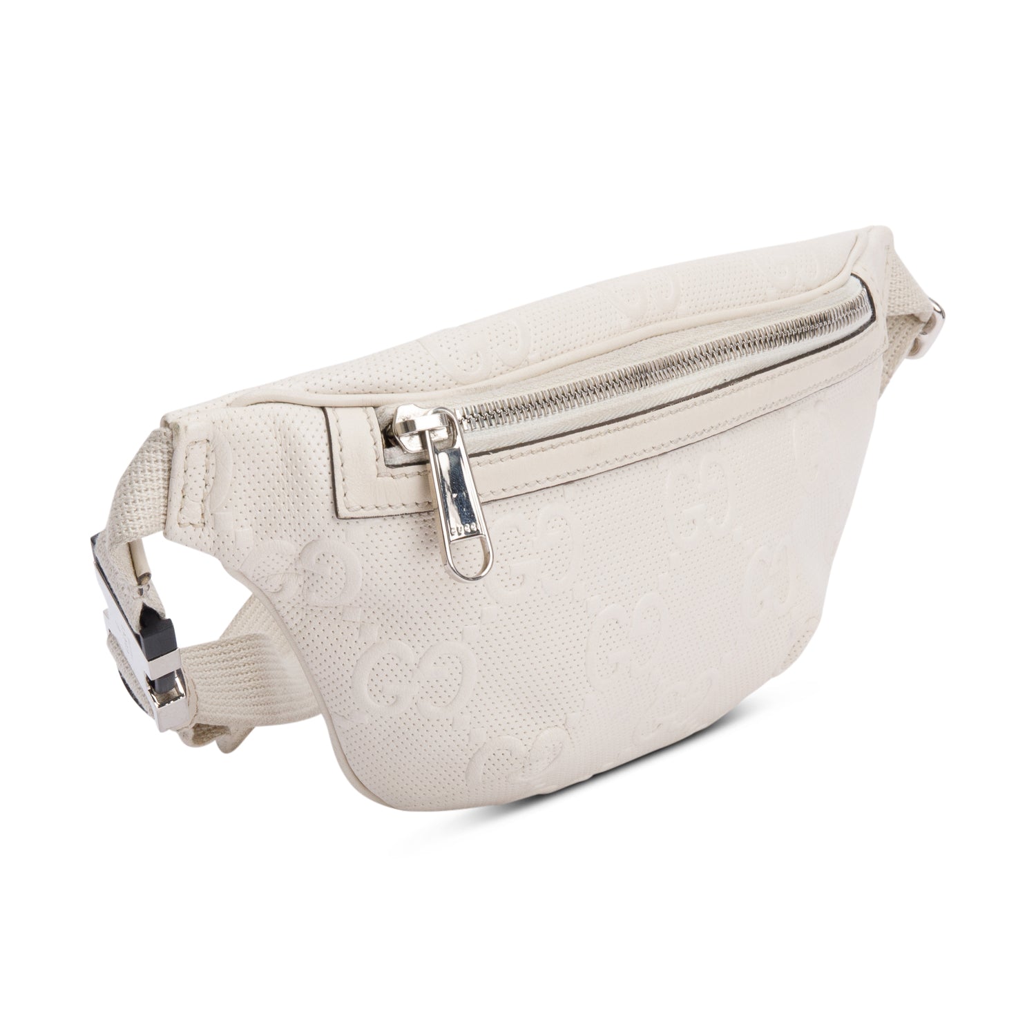 Gucci White Leather Jumbo GG Small Belt Bag w/ Box