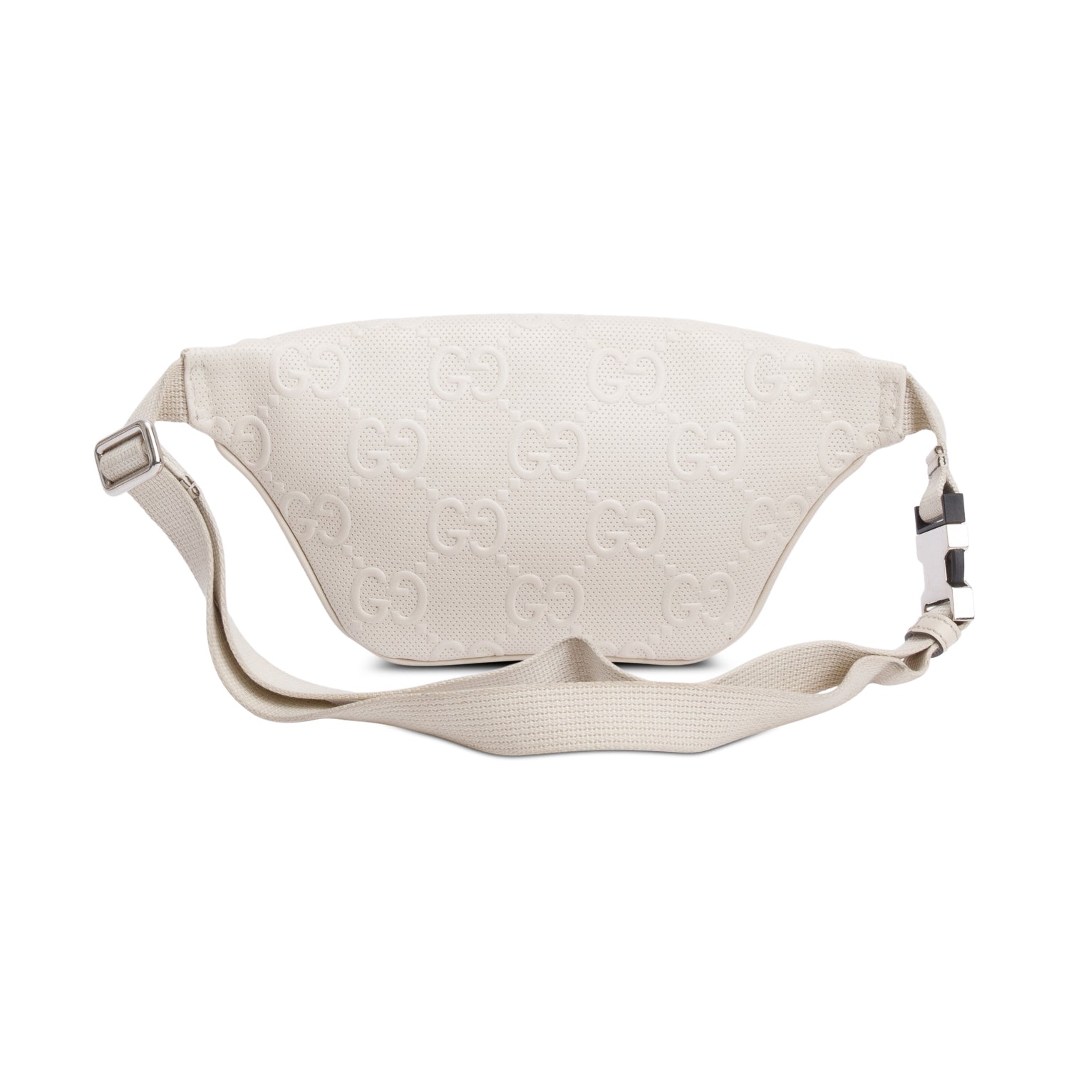 Gucci White Leather Jumbo GG Small Belt Bag w/ Box