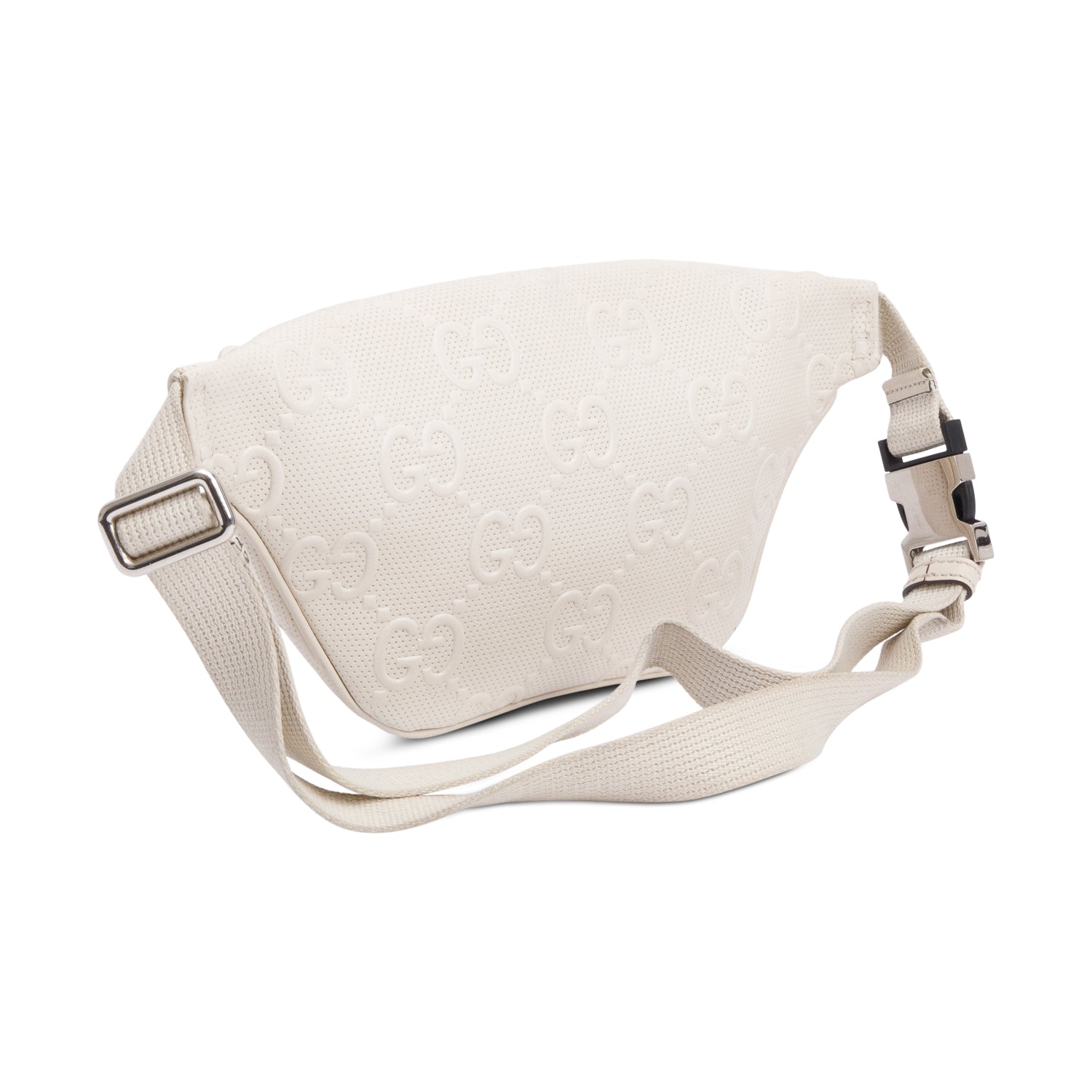 Gucci White Leather Jumbo GG Small Belt Bag w/ Box