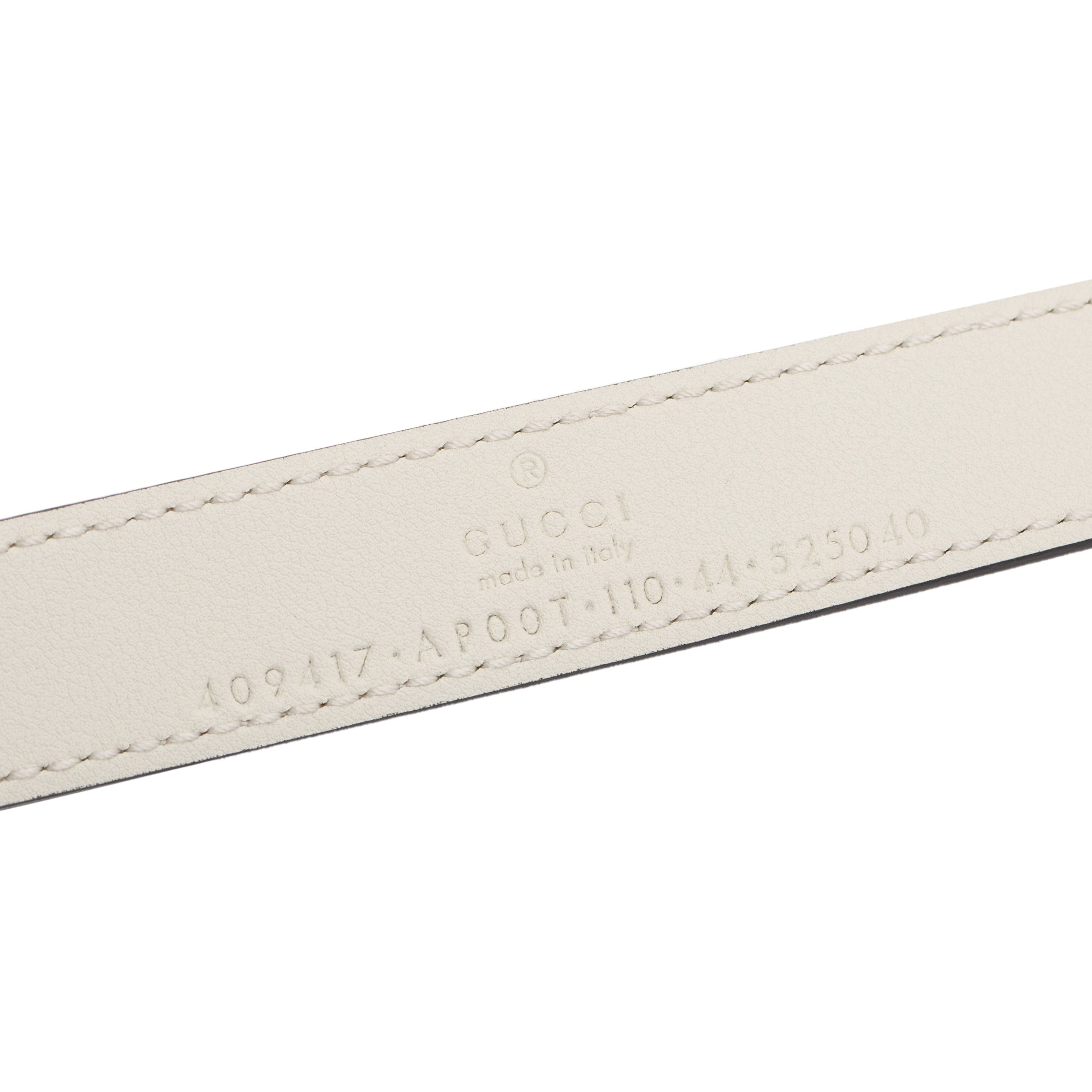Gucci White Leather Thin Belt with Double G Buckle, 110 44