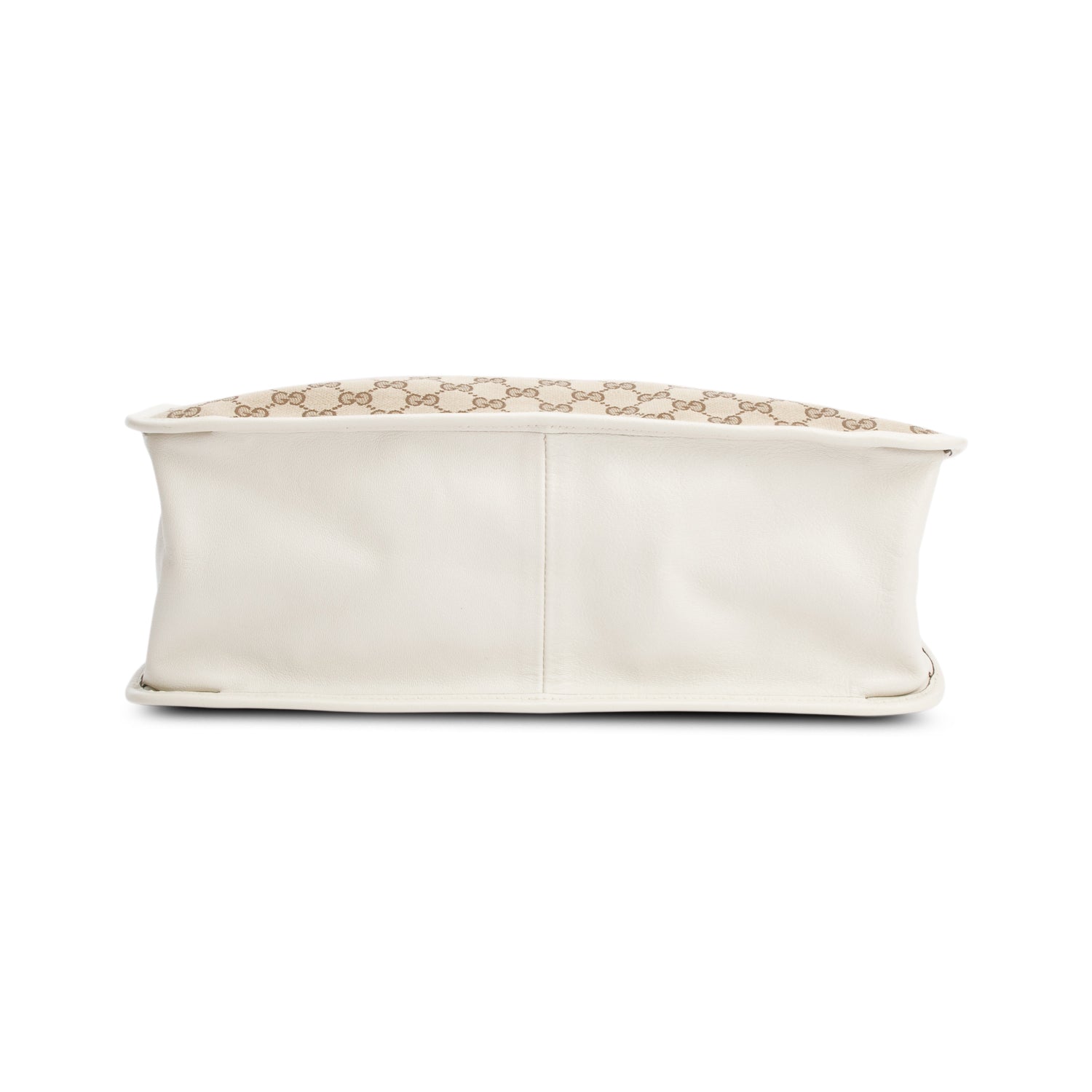 Gucci White Leather Trim GG Canvas Medium Horsebit 1955 Tote