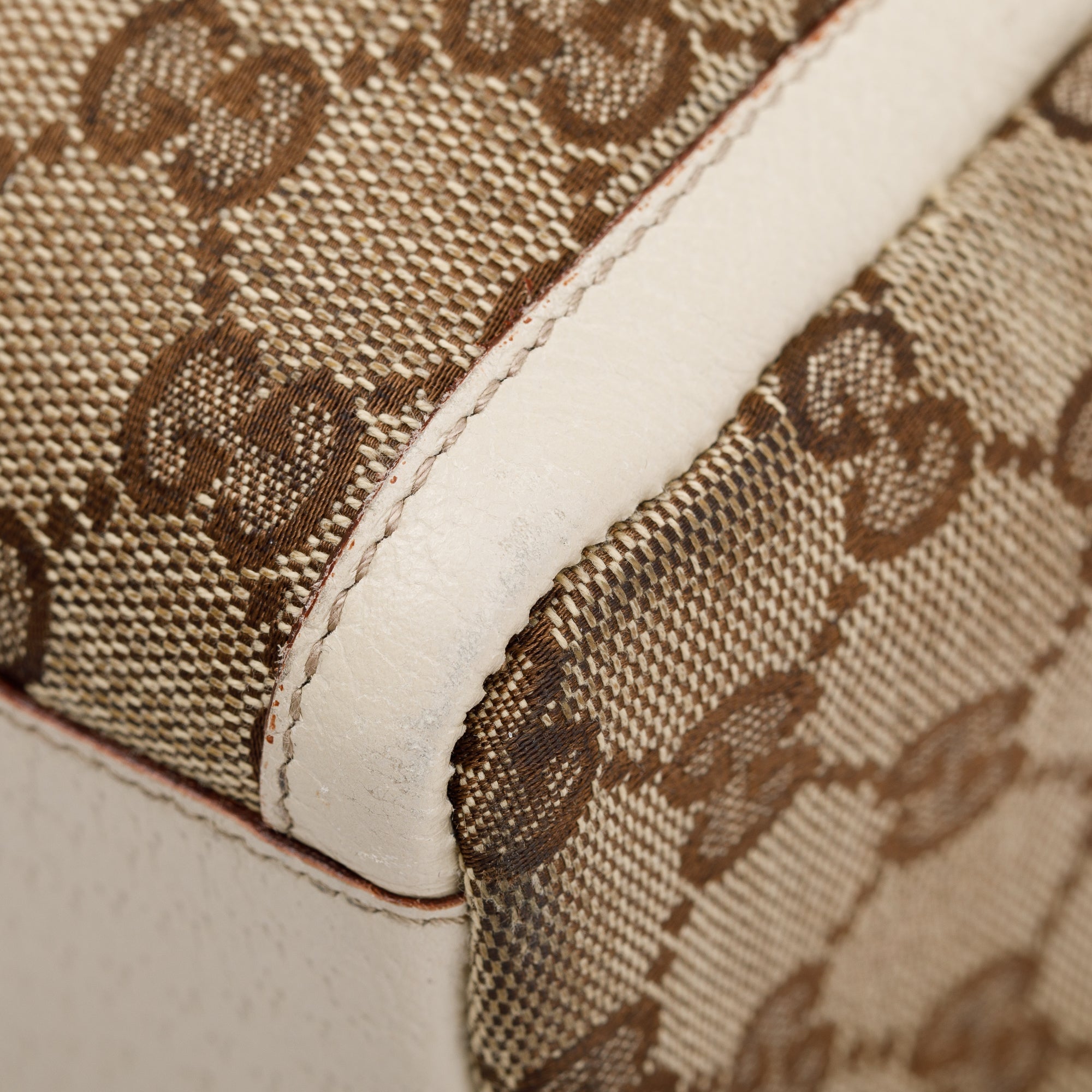 Gucci White Leather Trim GG Canvas Small Abbey Boston Bag