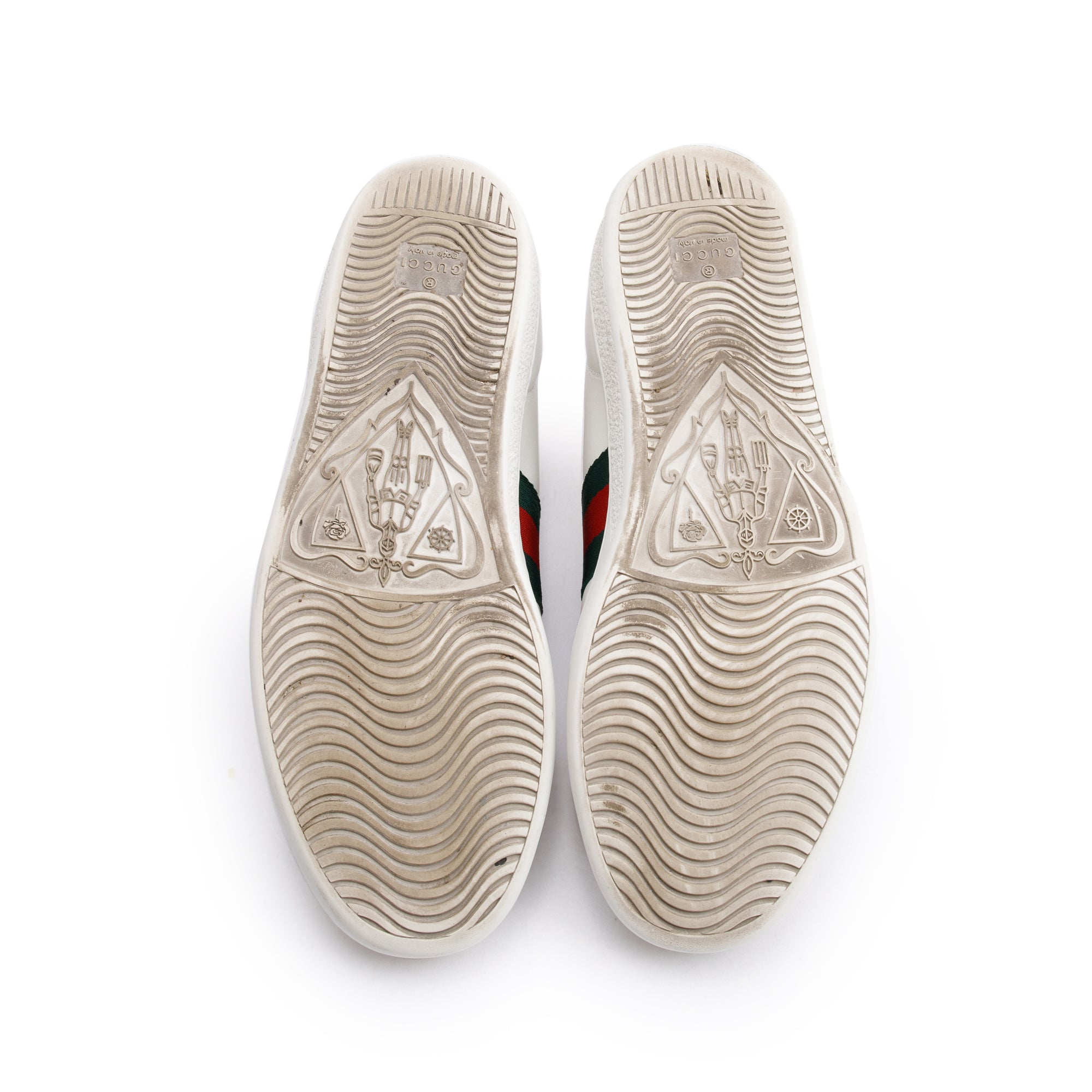Gucci White Leather Web Ace Sneakers, Size 38.5