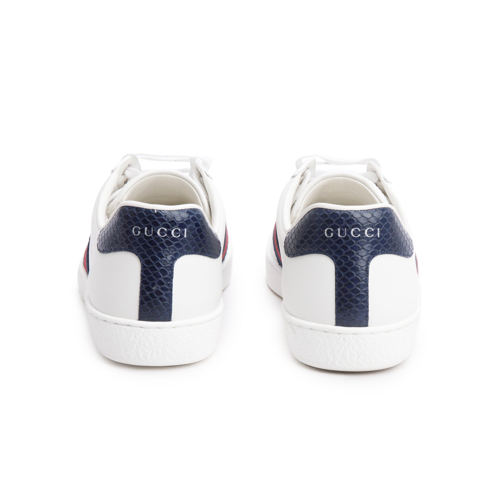 Gucci White Leather Web Ace Sneakers, Size 4.5 w/ Box