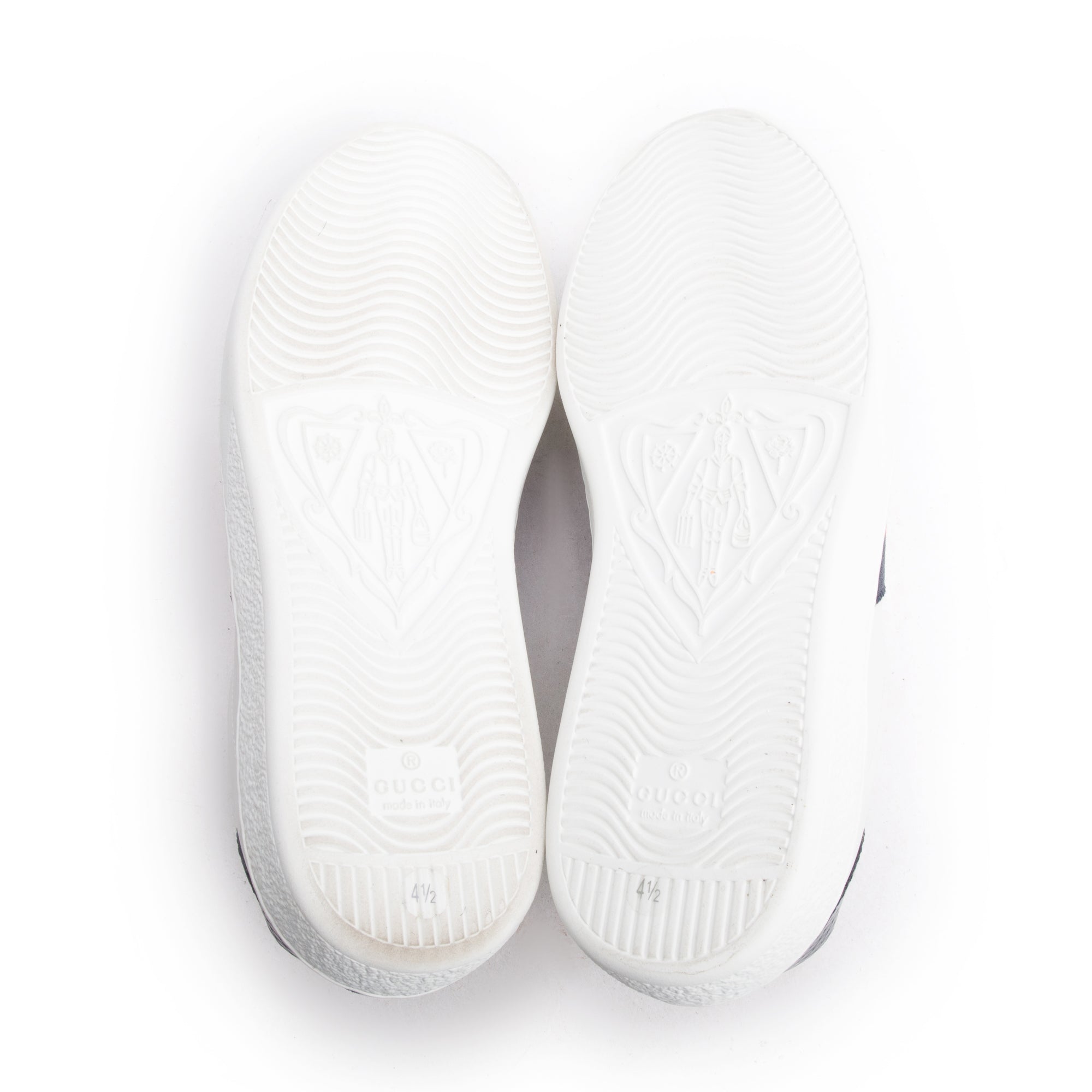 Gucci White Leather Web Ace Sneakers, Size 4.5 w/ Box