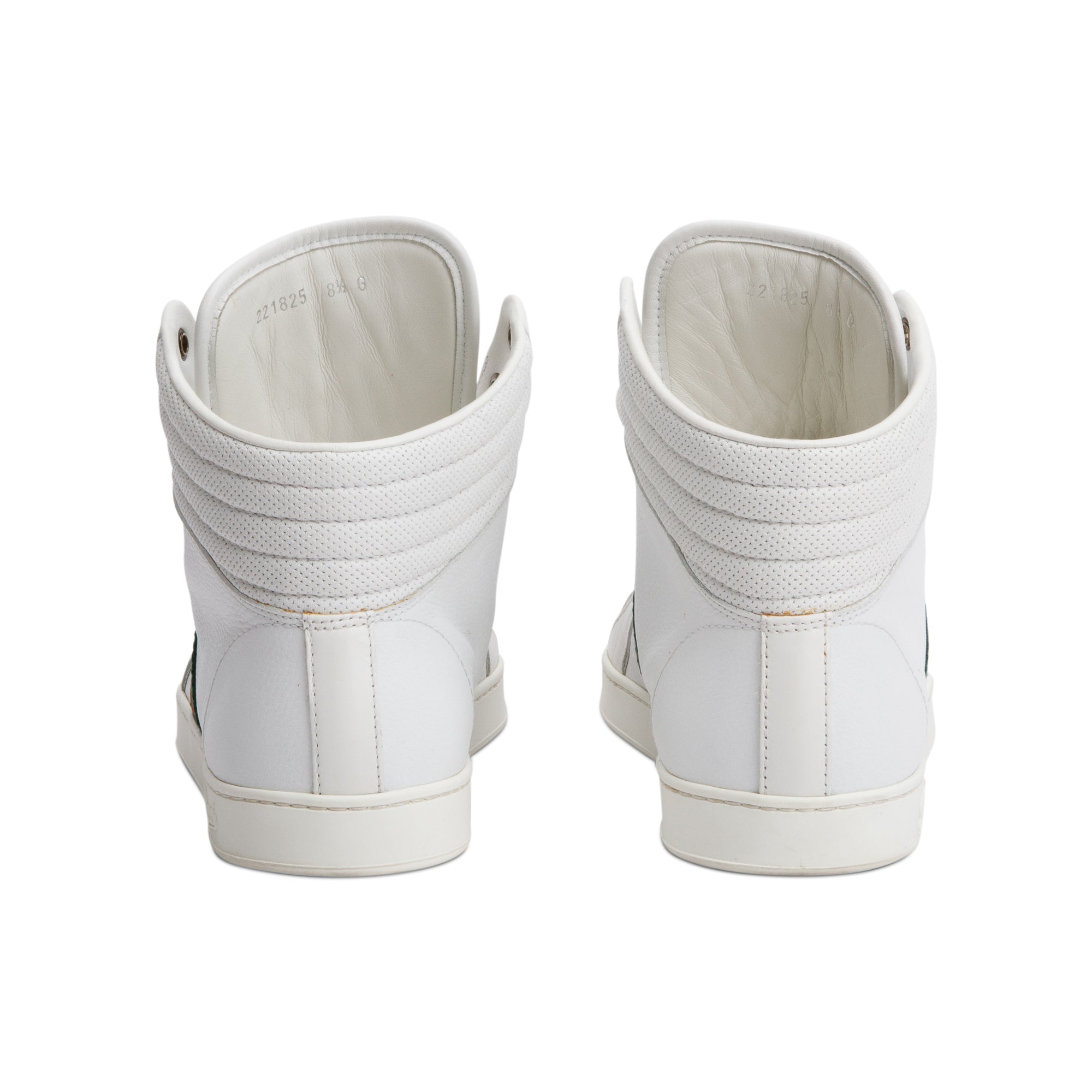 Gucci White Leather Web Interlocking G Coda Stripe High-Top Sneakers, Size 8.5 w/ Box