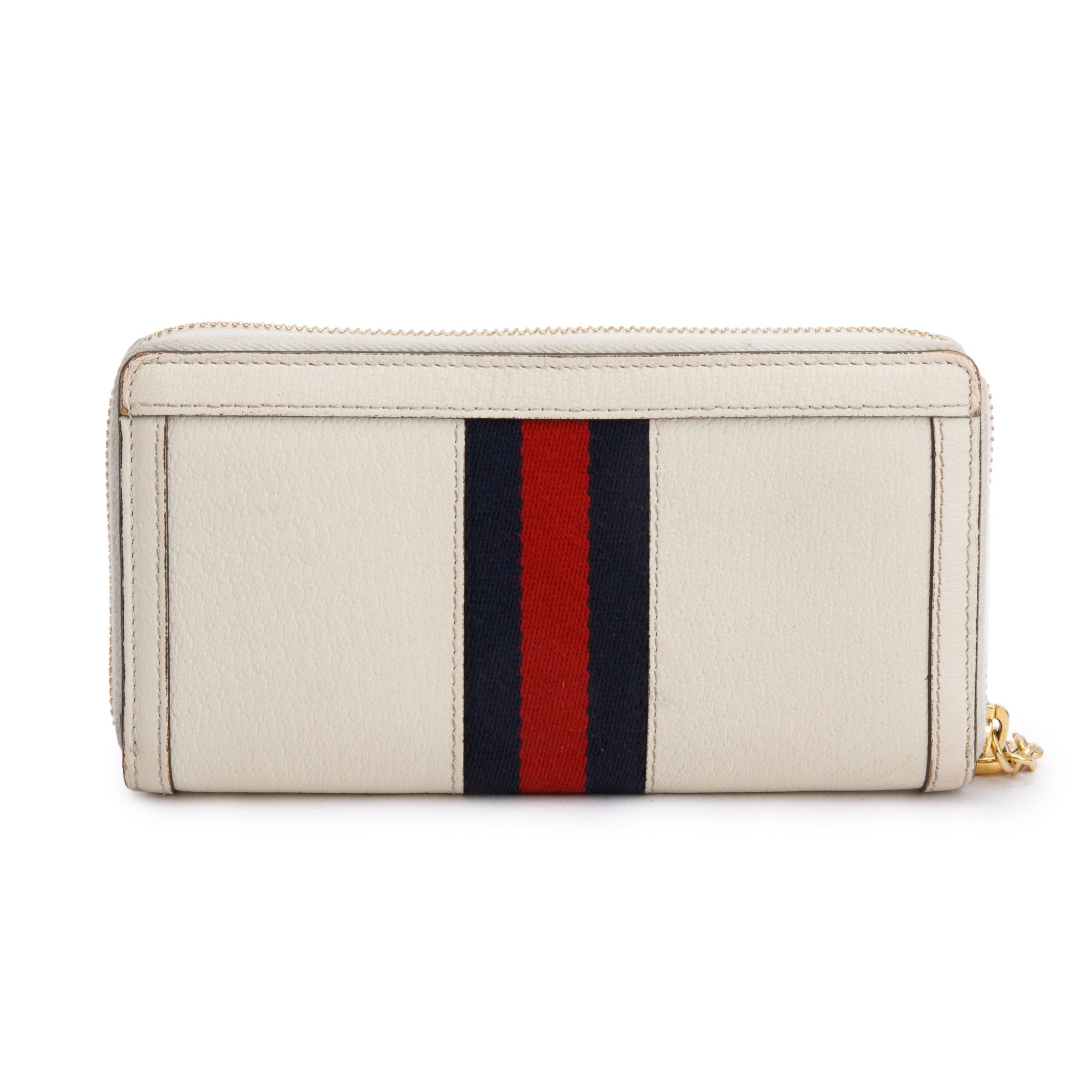 Gucci White Leather Web Ophidia GG Zip Around Wallet w/ Box & Receipt