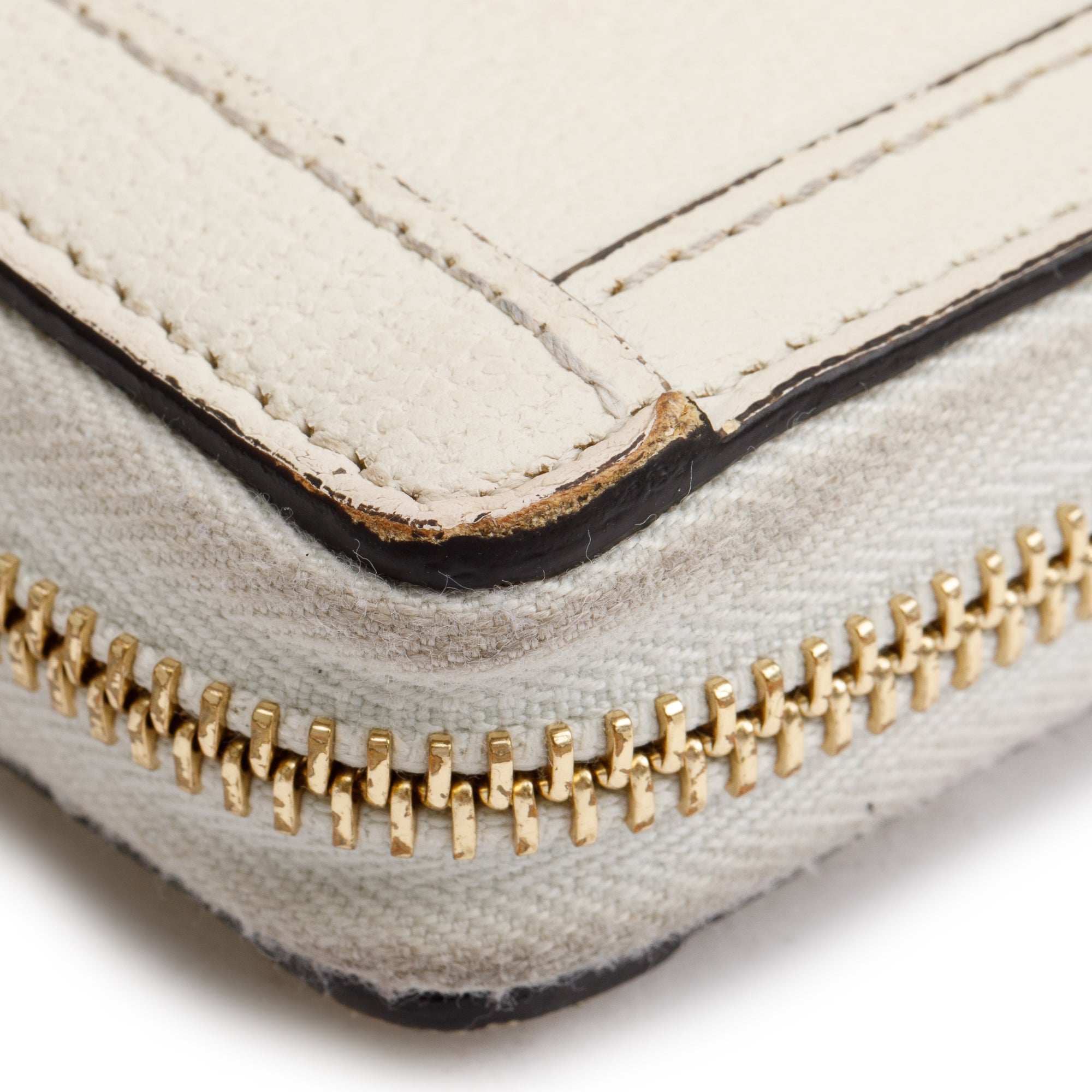 Gucci White Leather Web Ophidia GG Zip Around Wallet w/ Box & Receipt