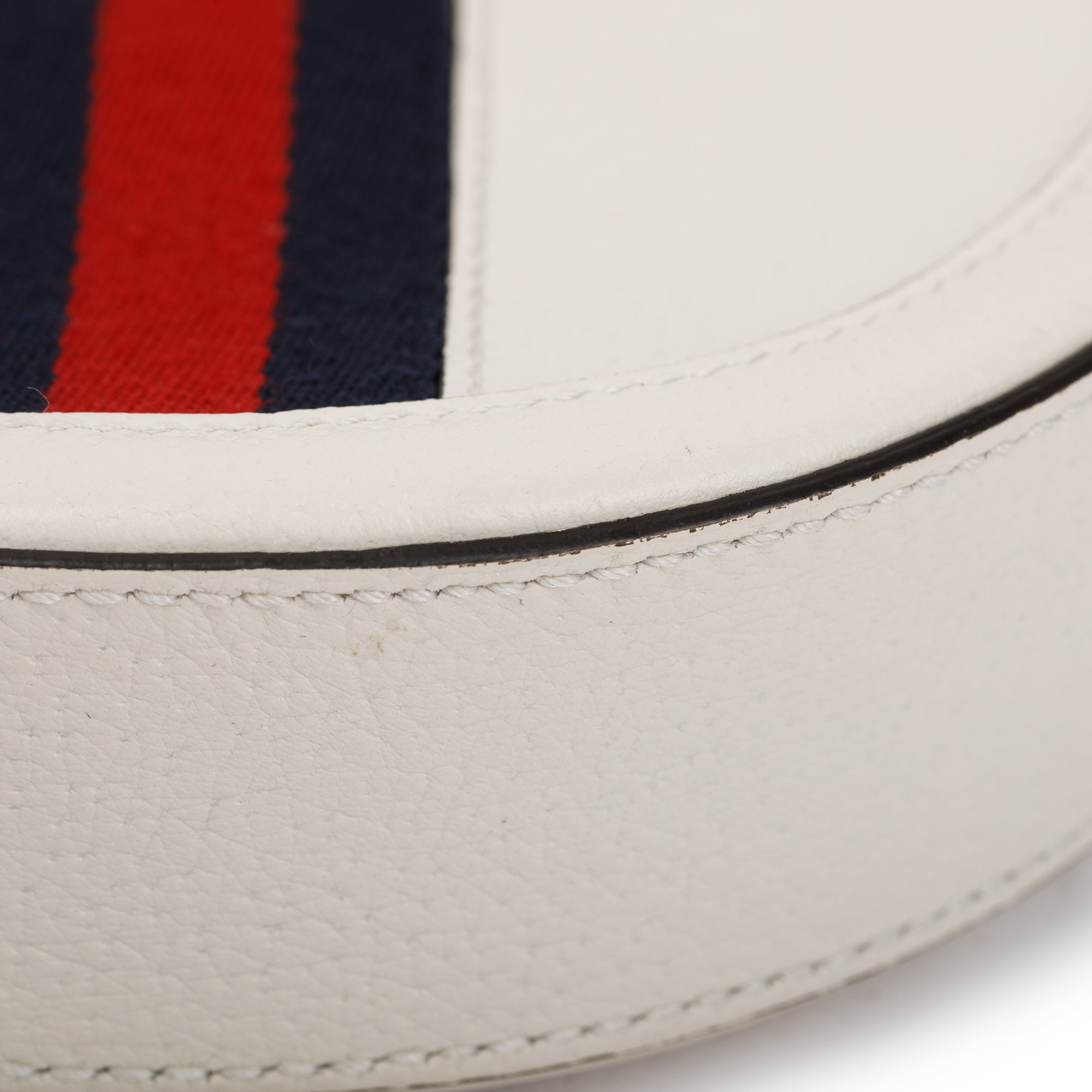 Gucci White Leather Web Ophidia Mini Round Shoulder Bag