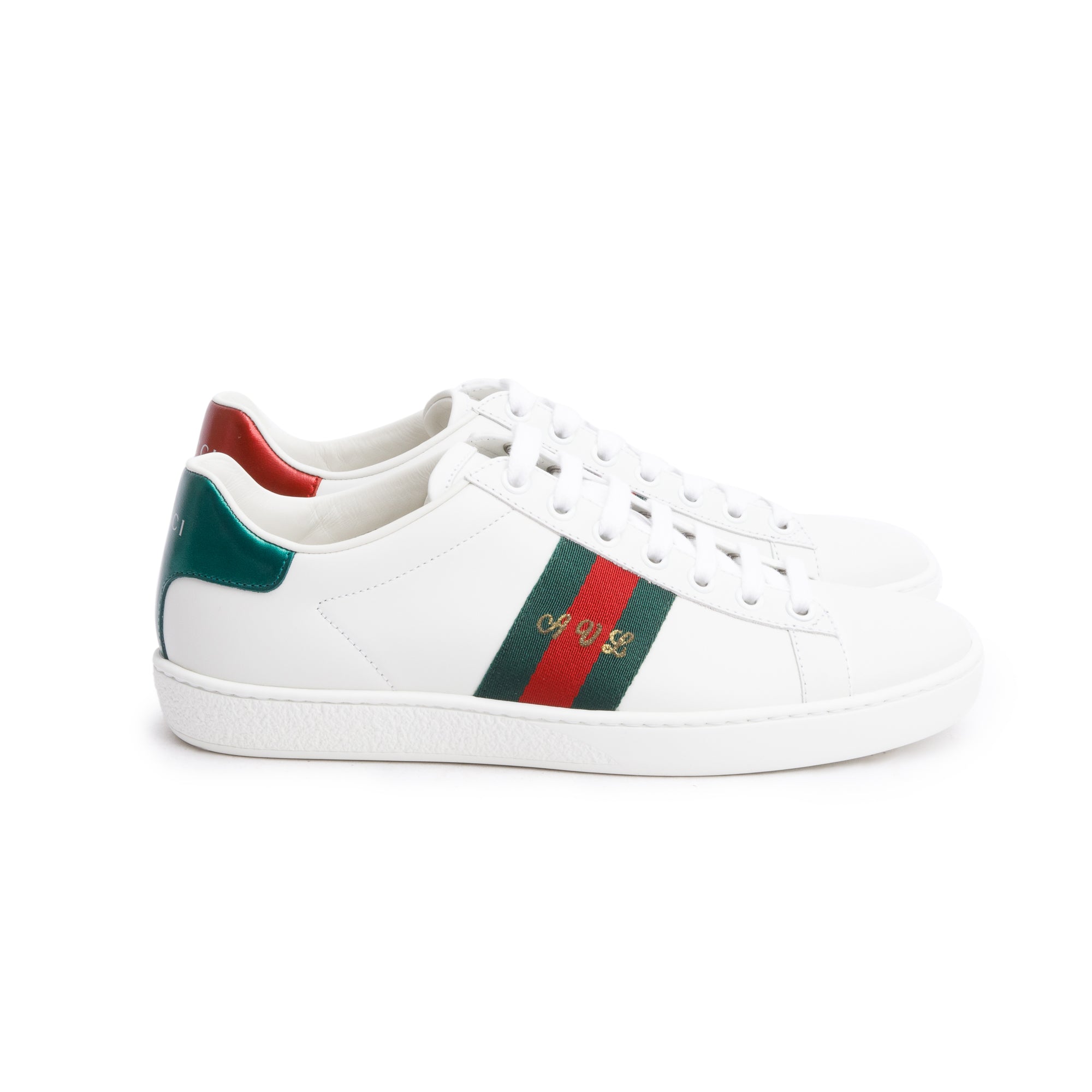 Gucci White Leather Web Women's Ace Sneakers, Size 37 w/ Box