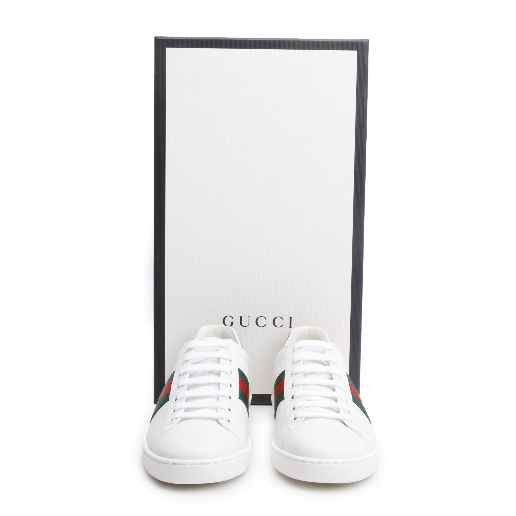 Gucci White Leather Web Women's Ace Sneakers, Size 37 w/ Box