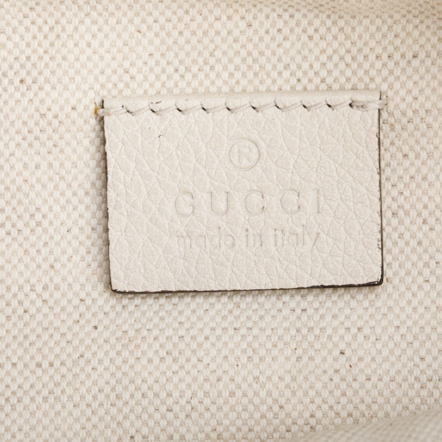 Gucci White Logo Print Calfskin Leather Large Belt Bag