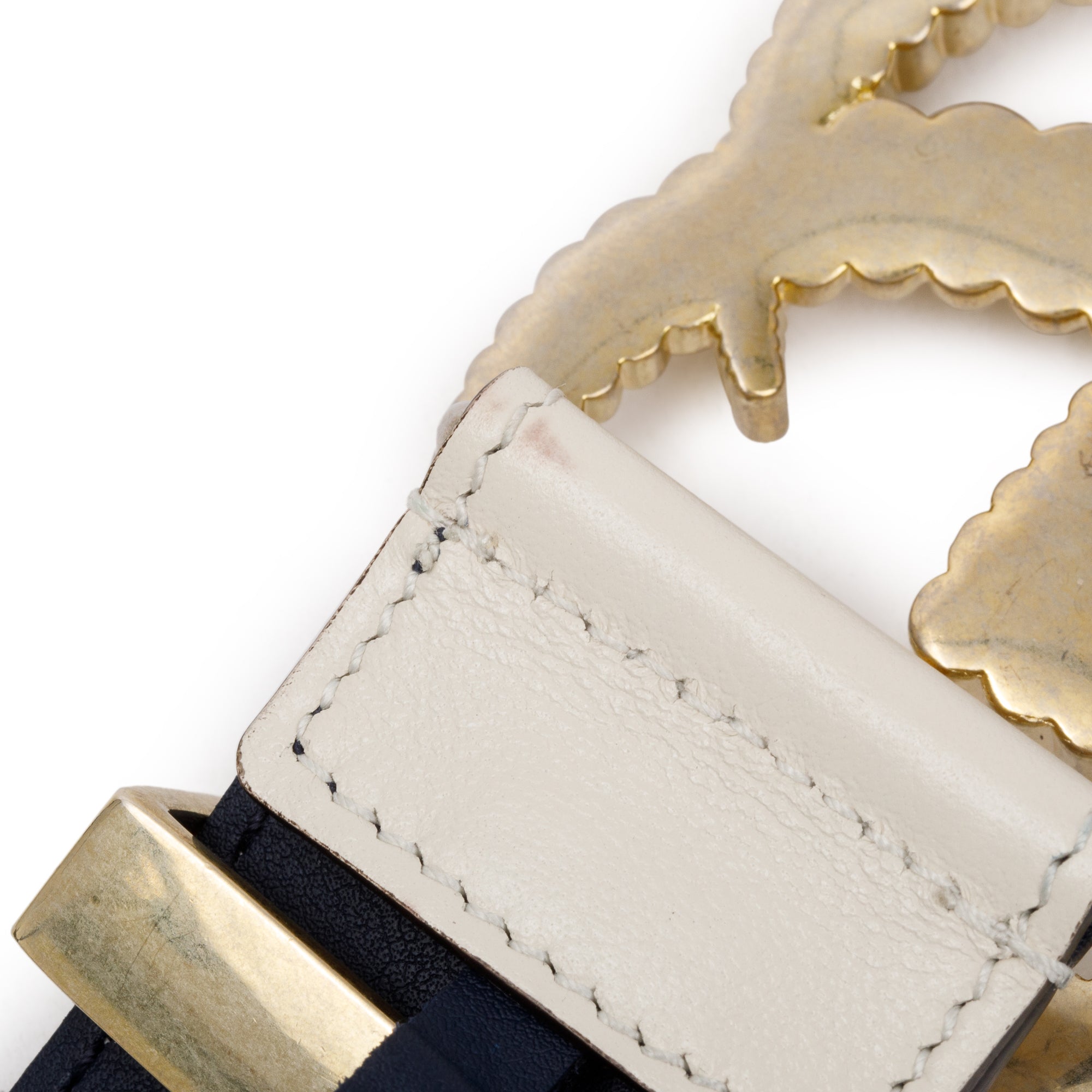 Gucci White Matelasse Diagonal Torchon Double G Buckle Belt, 80 32 w/ Box