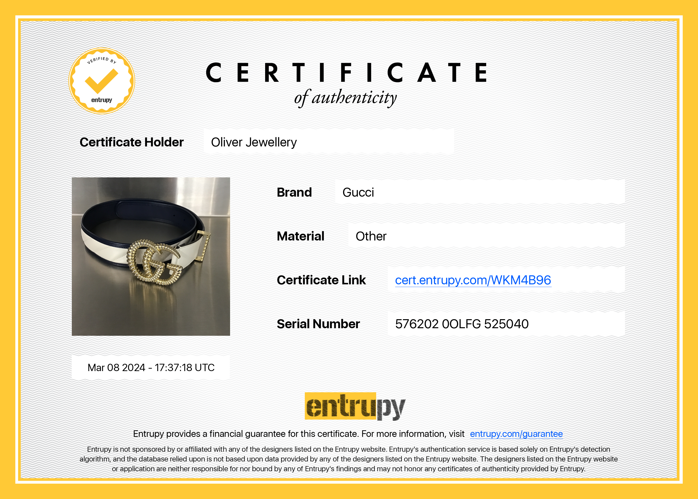 Gucci White Matelasse Diagonal Torchon Double G Buckle Belt, 80 32 w/ Box