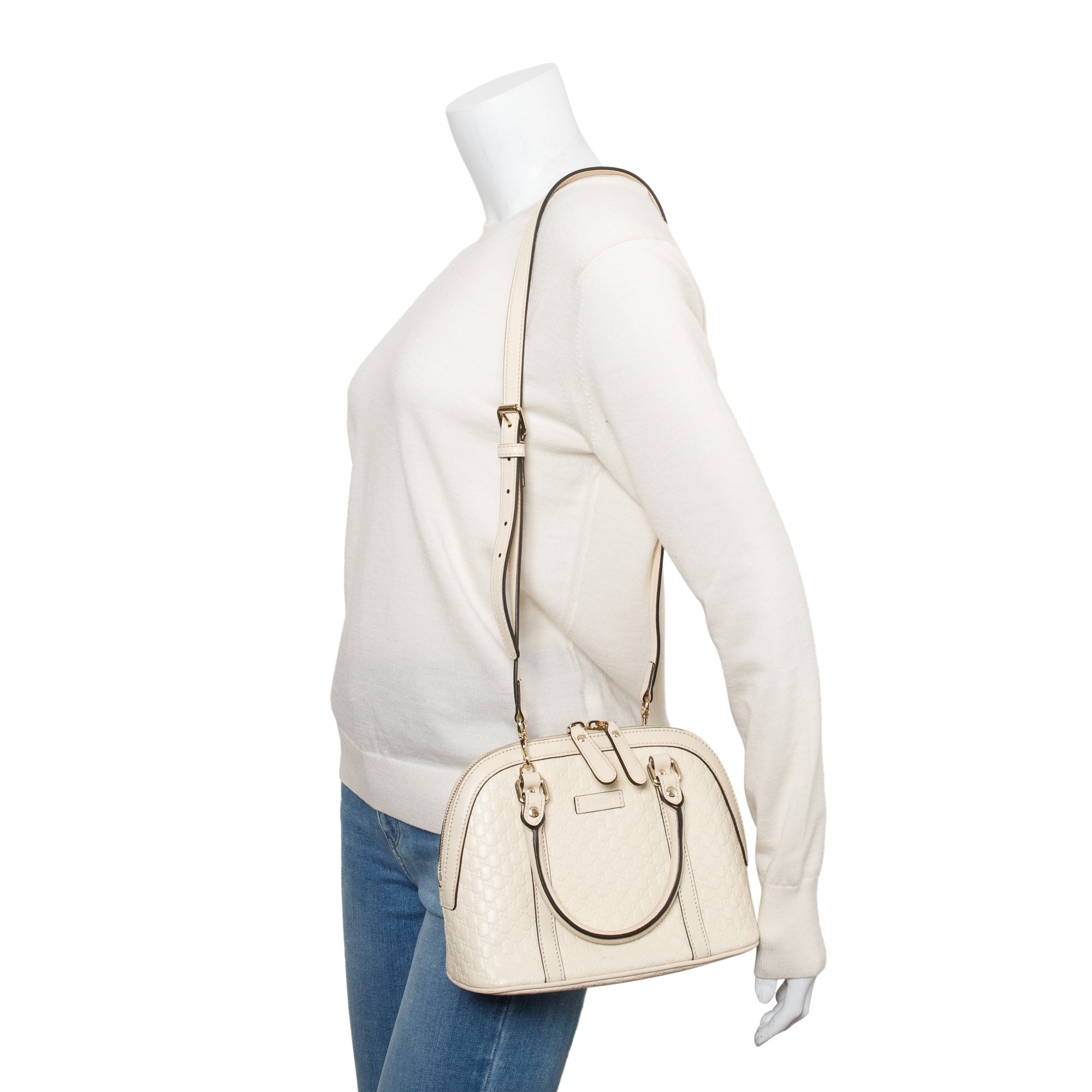Gucci White Microguccissima Leather Mini Dome Bag w/ Strap