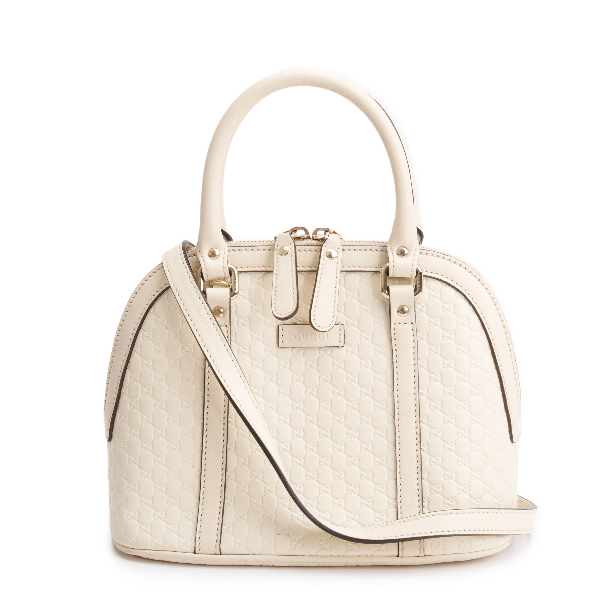 Gucci White Microguccissima Leather Mini Dome Bag w/ Strap