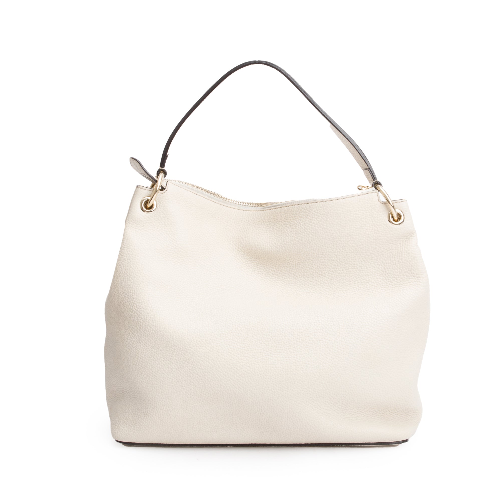 Gucci White Pebbled Calfskin Leather Convertible Soho Hobo Bag
