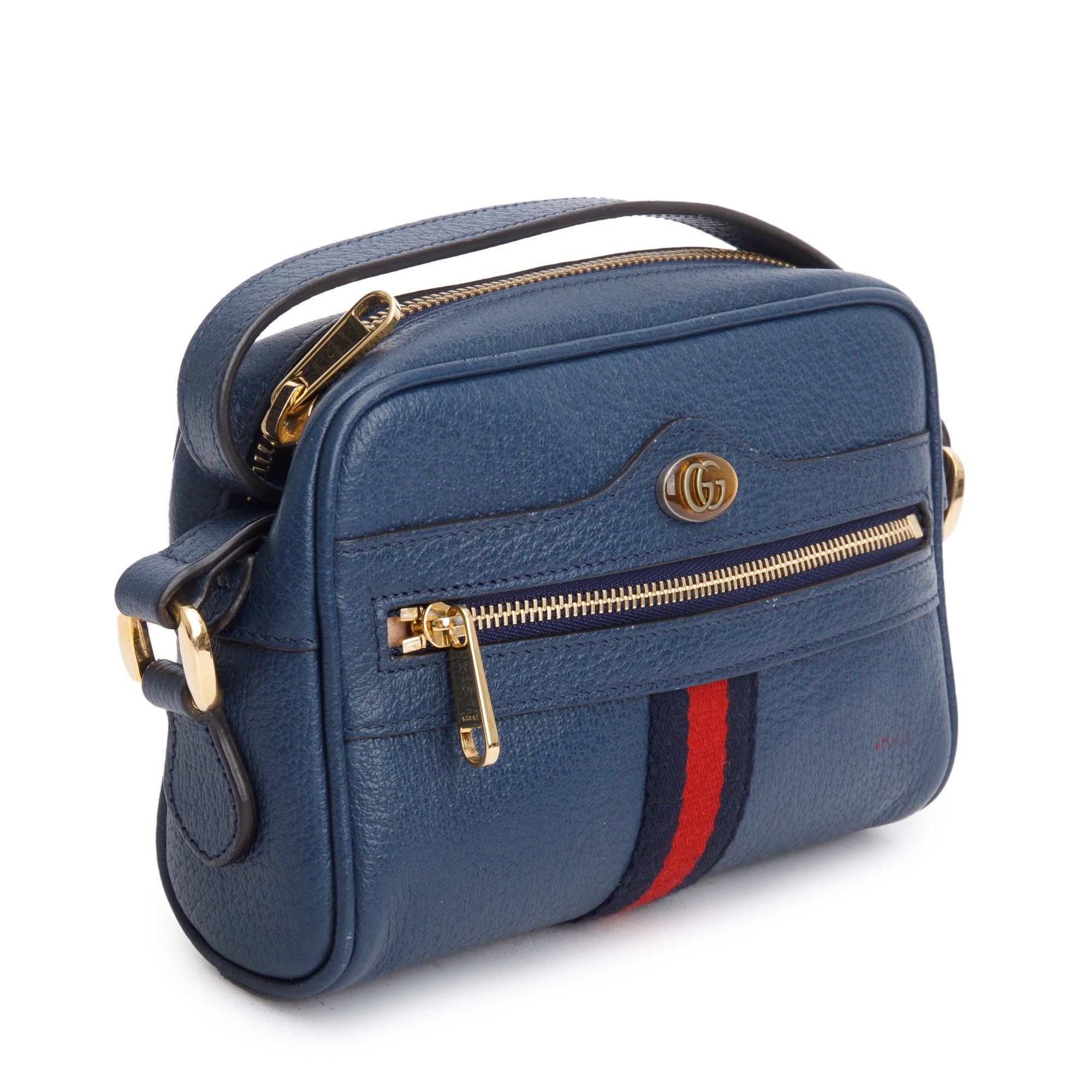 Gucci White Textured Dollar Calfskin Leather Mini Ophidia Crossbody Bag