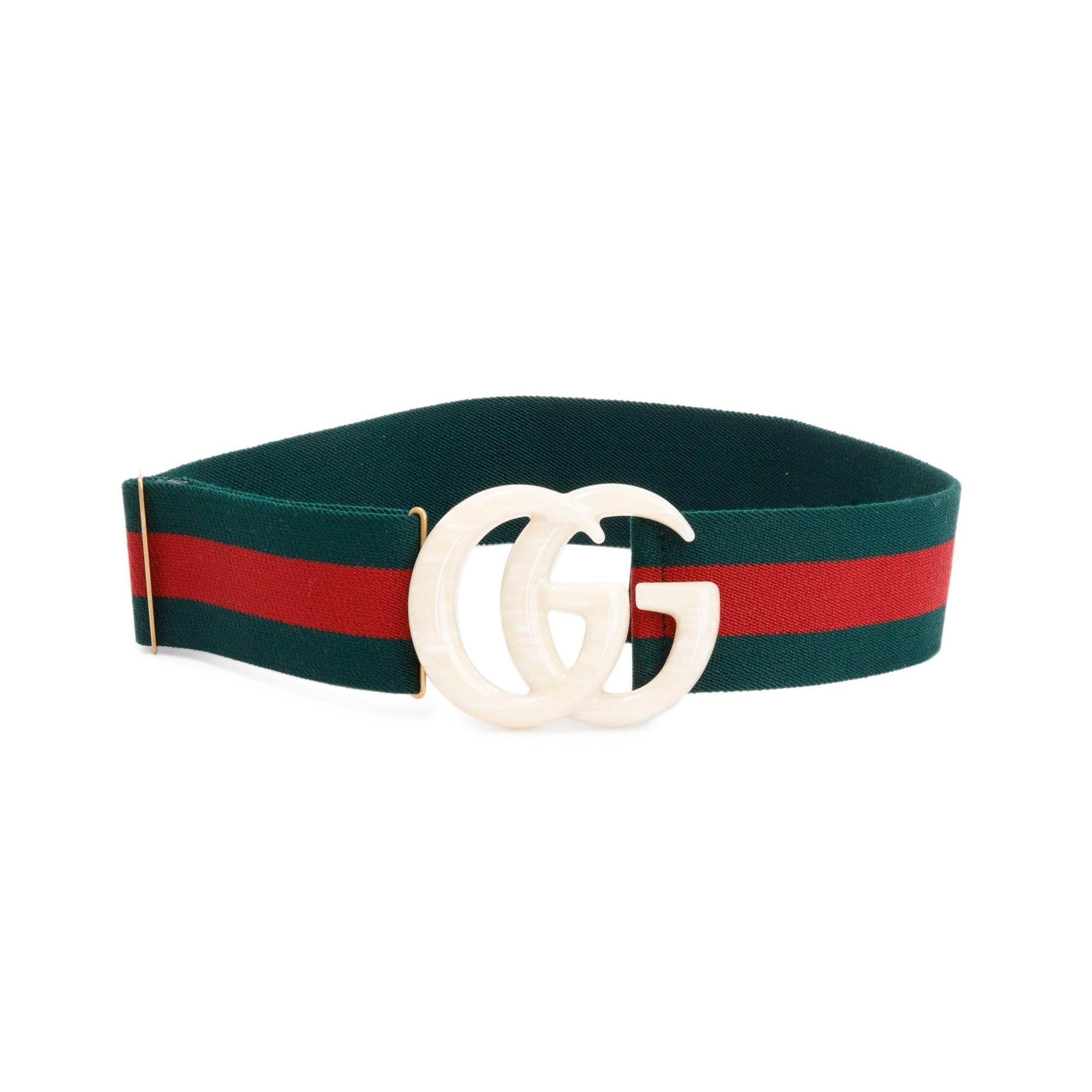 Gucci Wide Elastic Web Belt with GG Buckle
