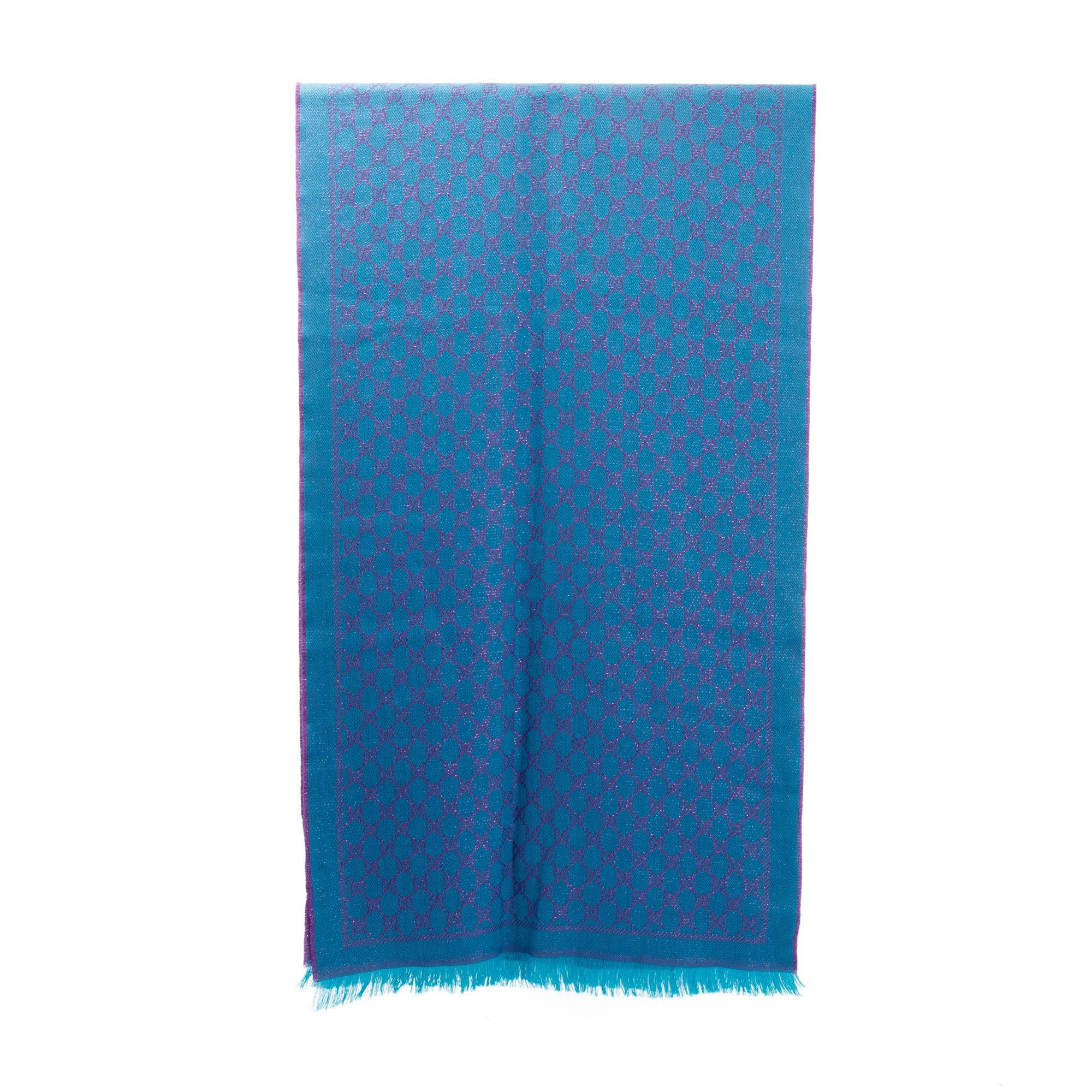 Gucci Wool Jacquard Monogram Reversible Scarf w/ Box