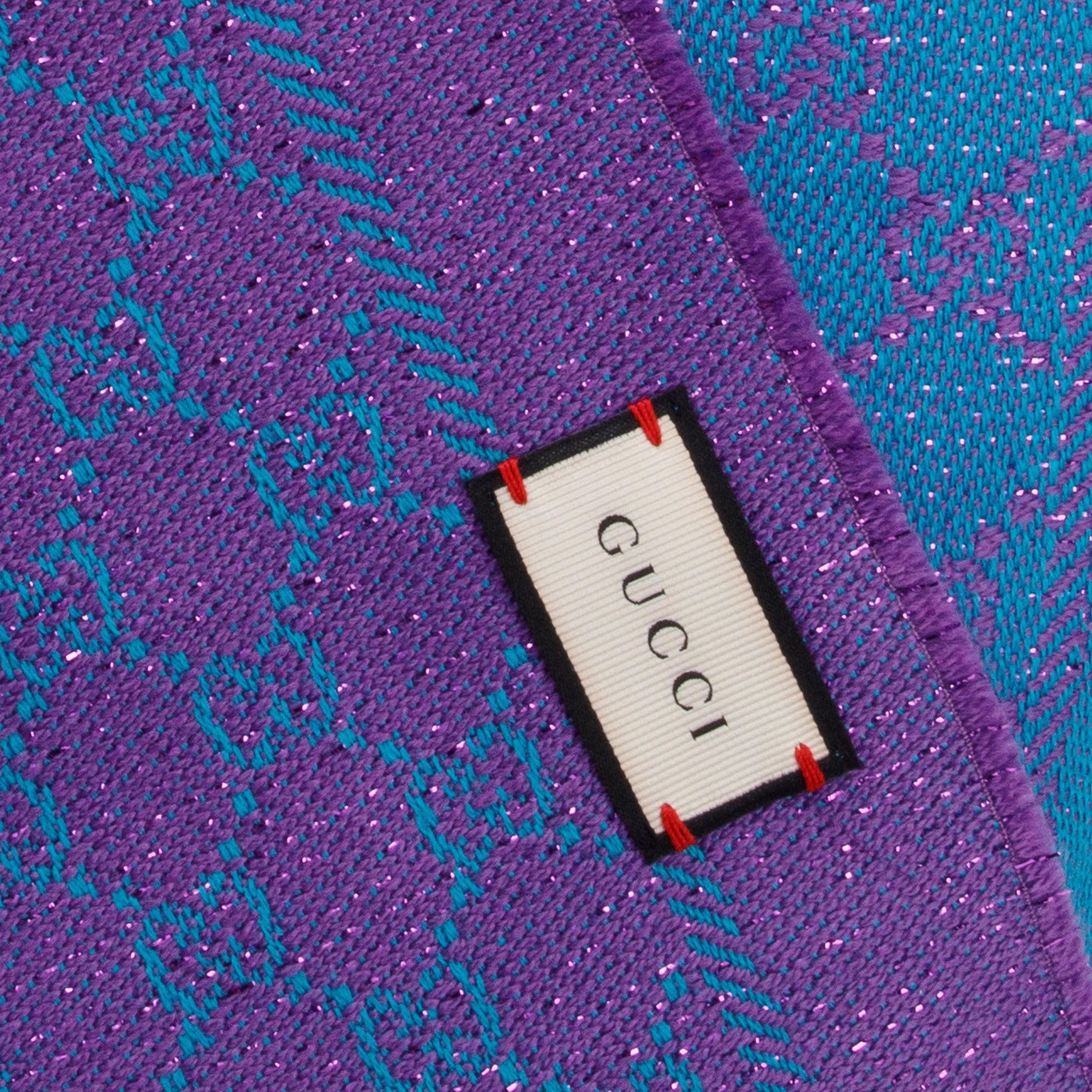 Gucci Wool Jacquard Monogram Reversible Scarf w/ Box