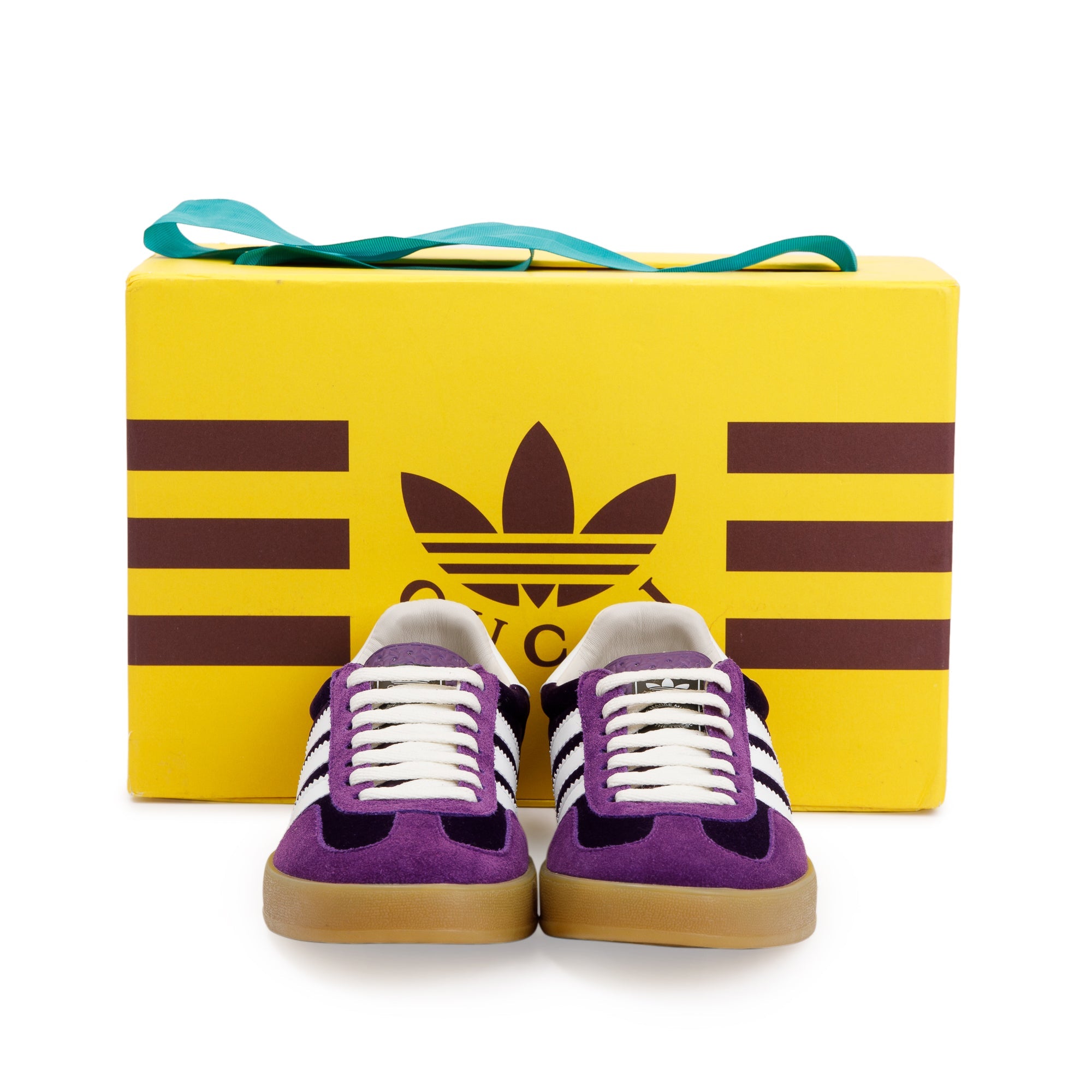 Gucci X Adidas Purple Velvet Gazelle Sneakers, Size 38 w/ Box