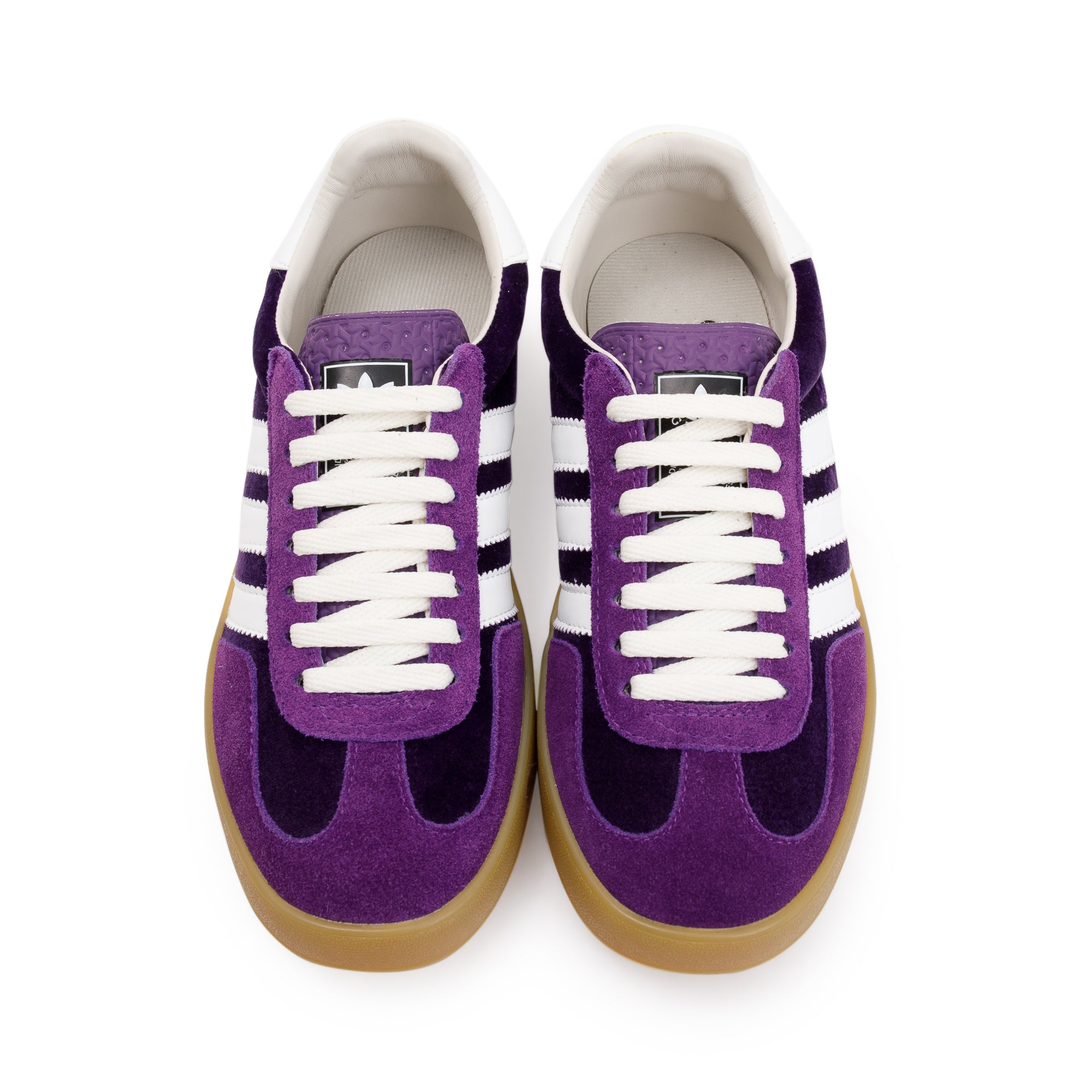 Gucci X Adidas Purple Velvet Gazelle Sneakers, Size 38 w/ Box