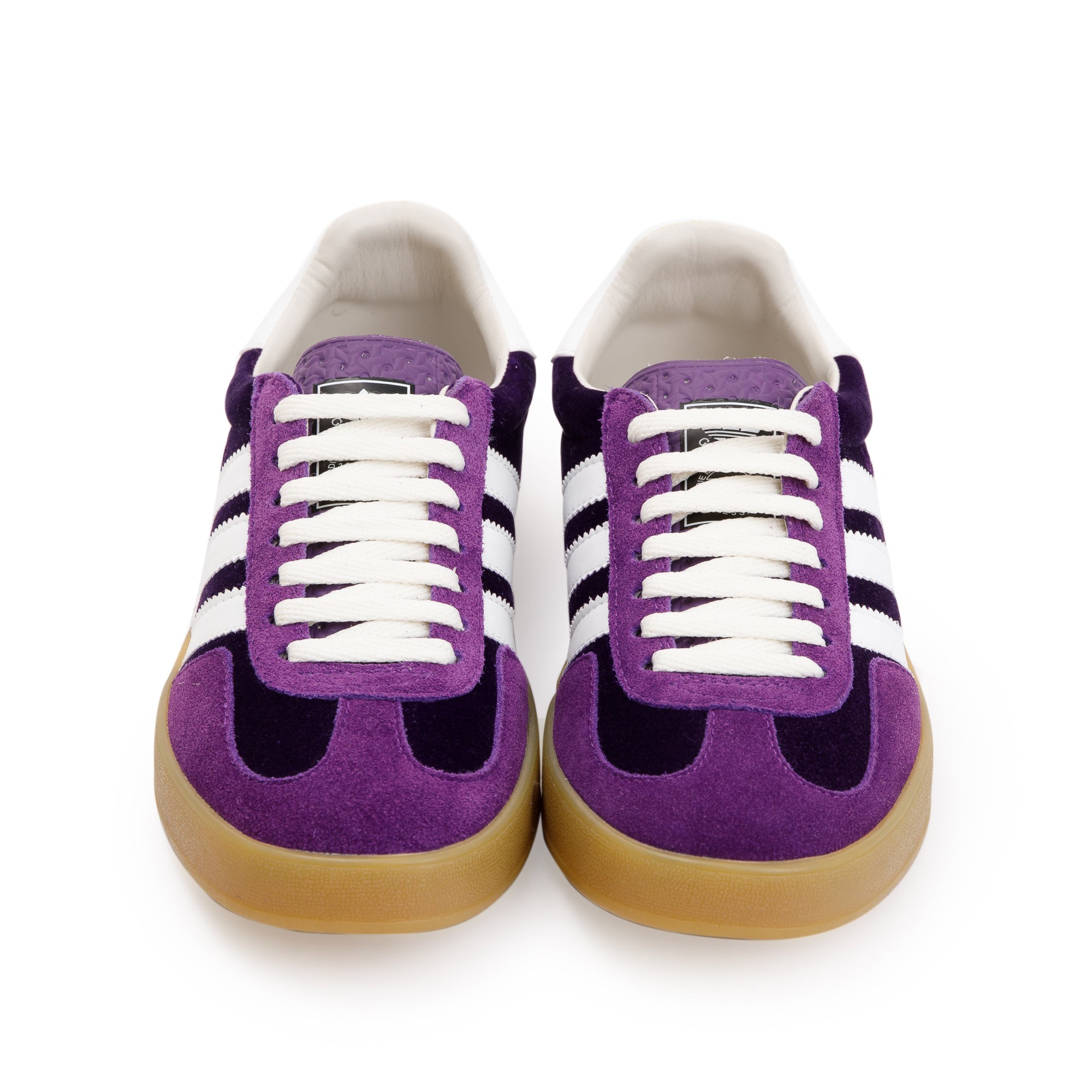 Gucci X Adidas Purple Velvet Gazelle Sneakers, Size 38 w/ Box