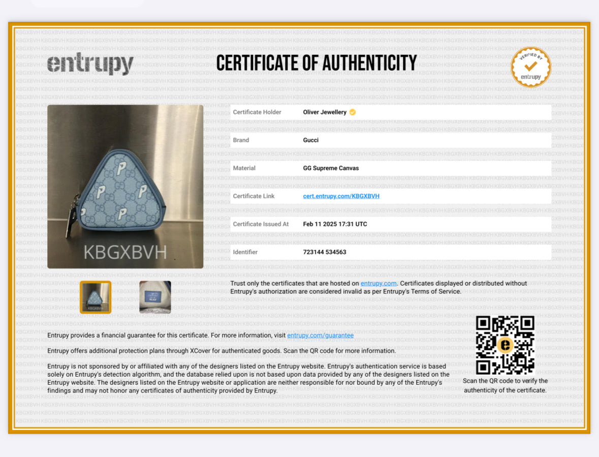 Gucci X Palace Blue GG-P Supreme Triangle Coin Purse w/ Box