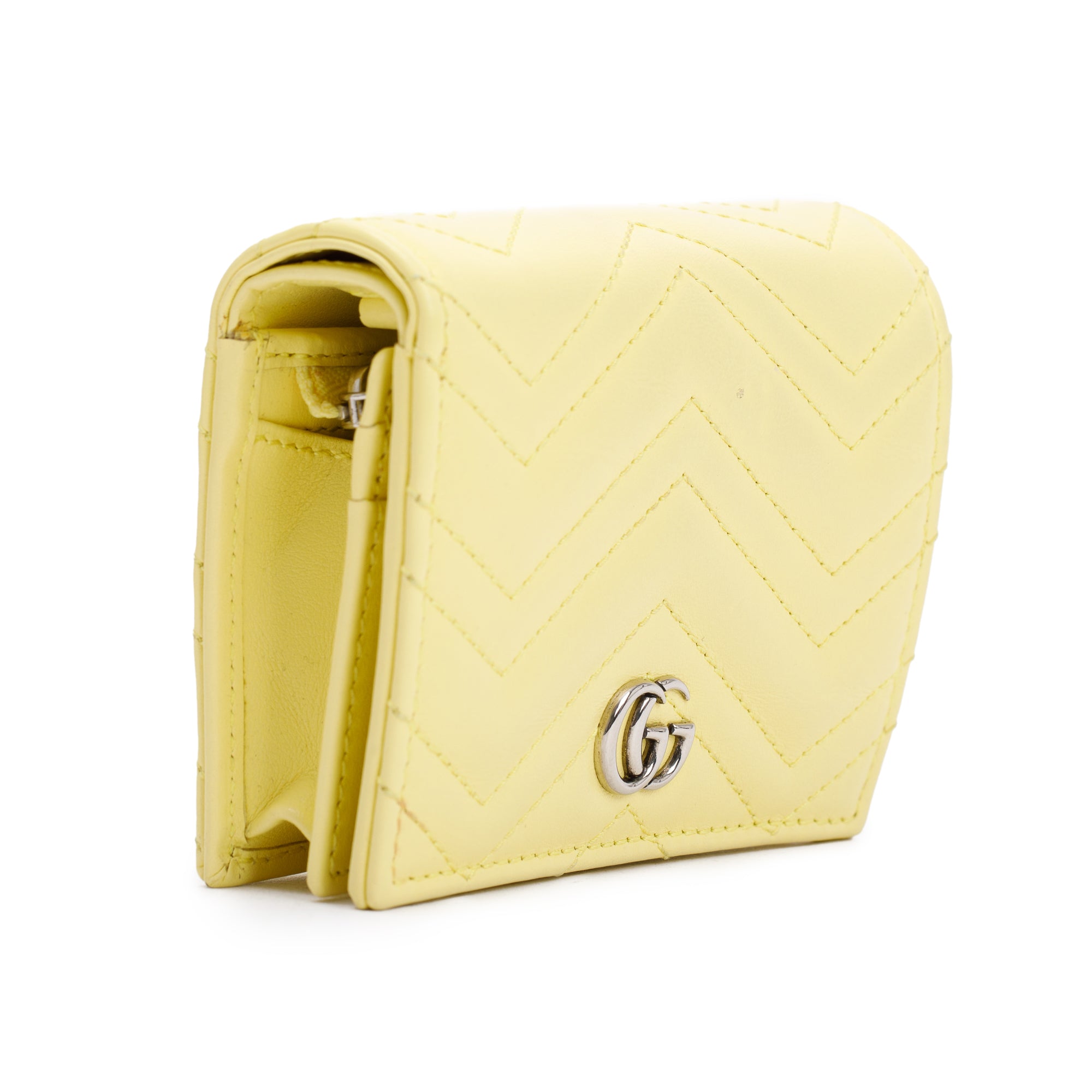Gucci Yellow GG Marmont Matelasse Leather Mini Wallet On Chain w/ Box