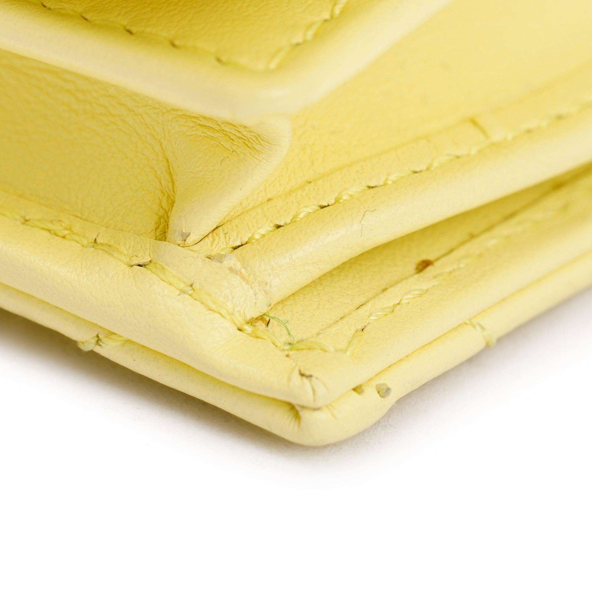 Gucci Yellow GG Marmont Matelasse Leather Mini Wallet On Chain w/ Box