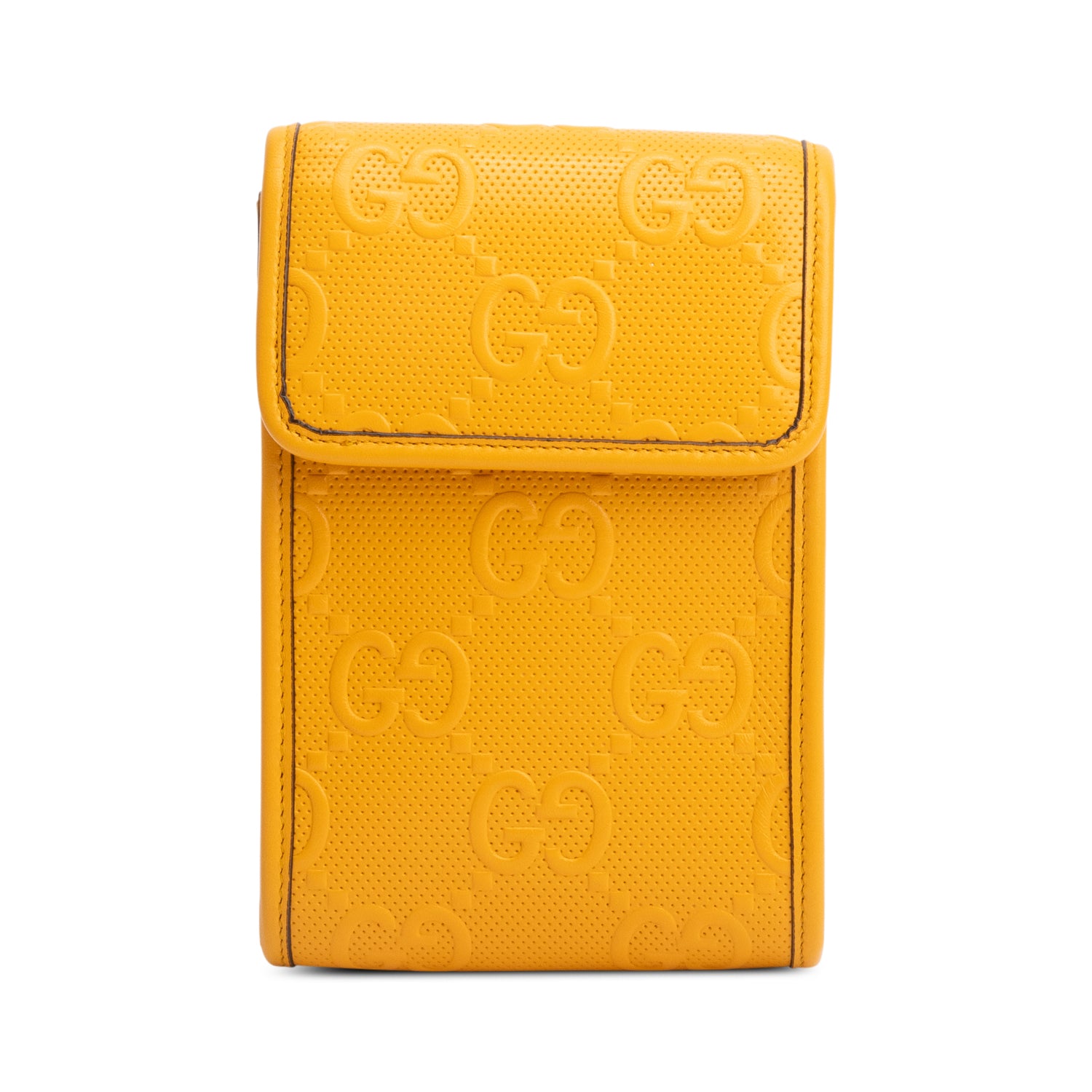 Gucci Yellow GG Tennis Embossed Leather Mini Flap Crossbody Bag