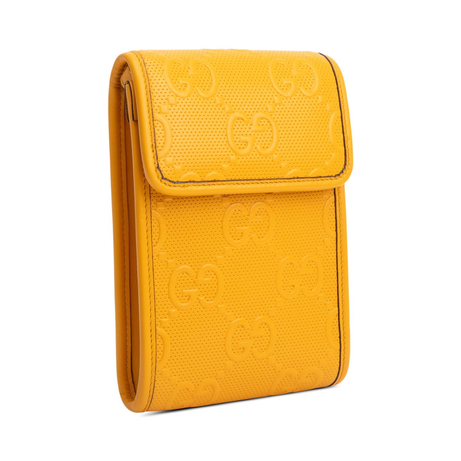 Gucci Yellow GG Tennis Embossed Leather Mini Flap Crossbody Bag