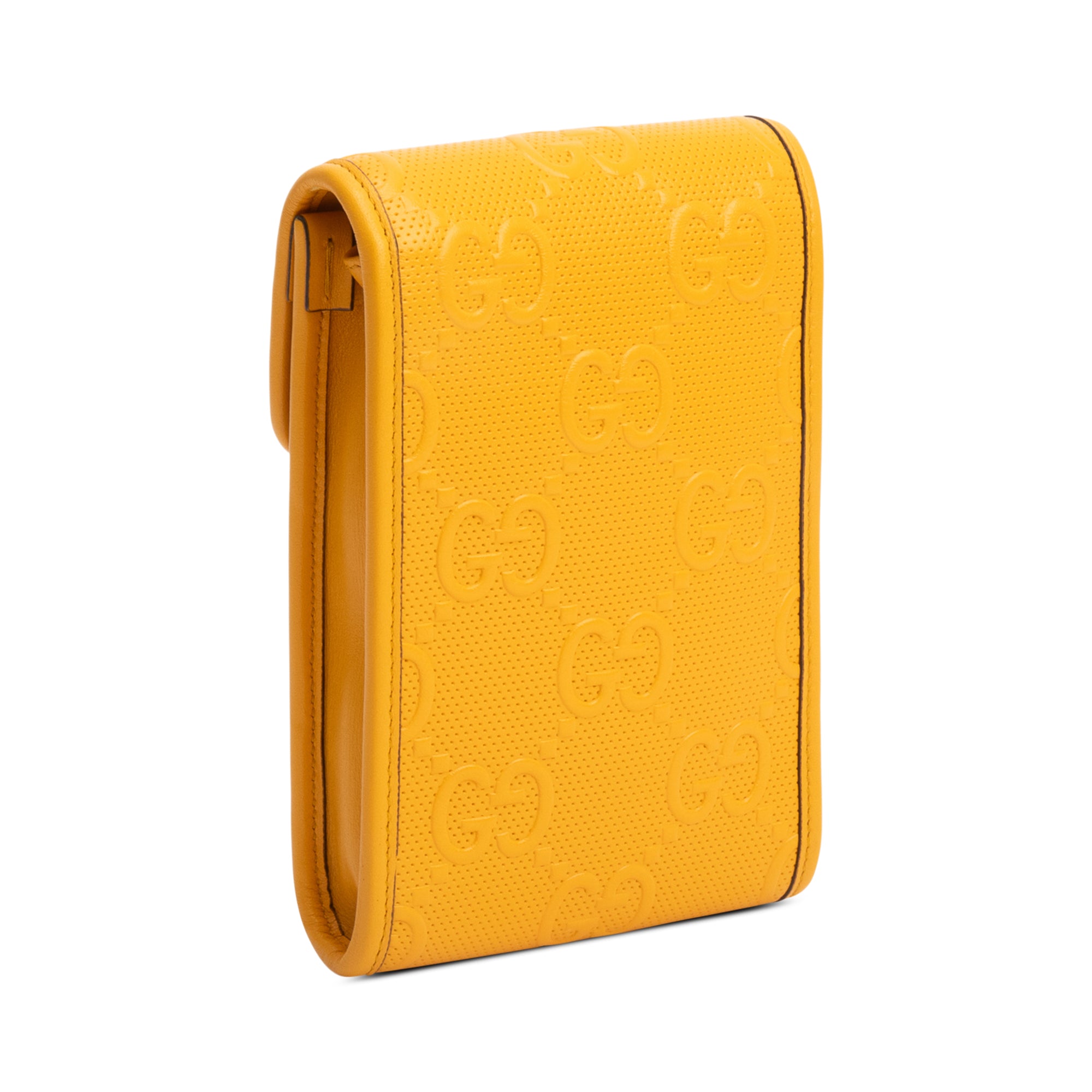 Gucci Yellow GG Tennis Embossed Leather Mini Flap Crossbody Bag