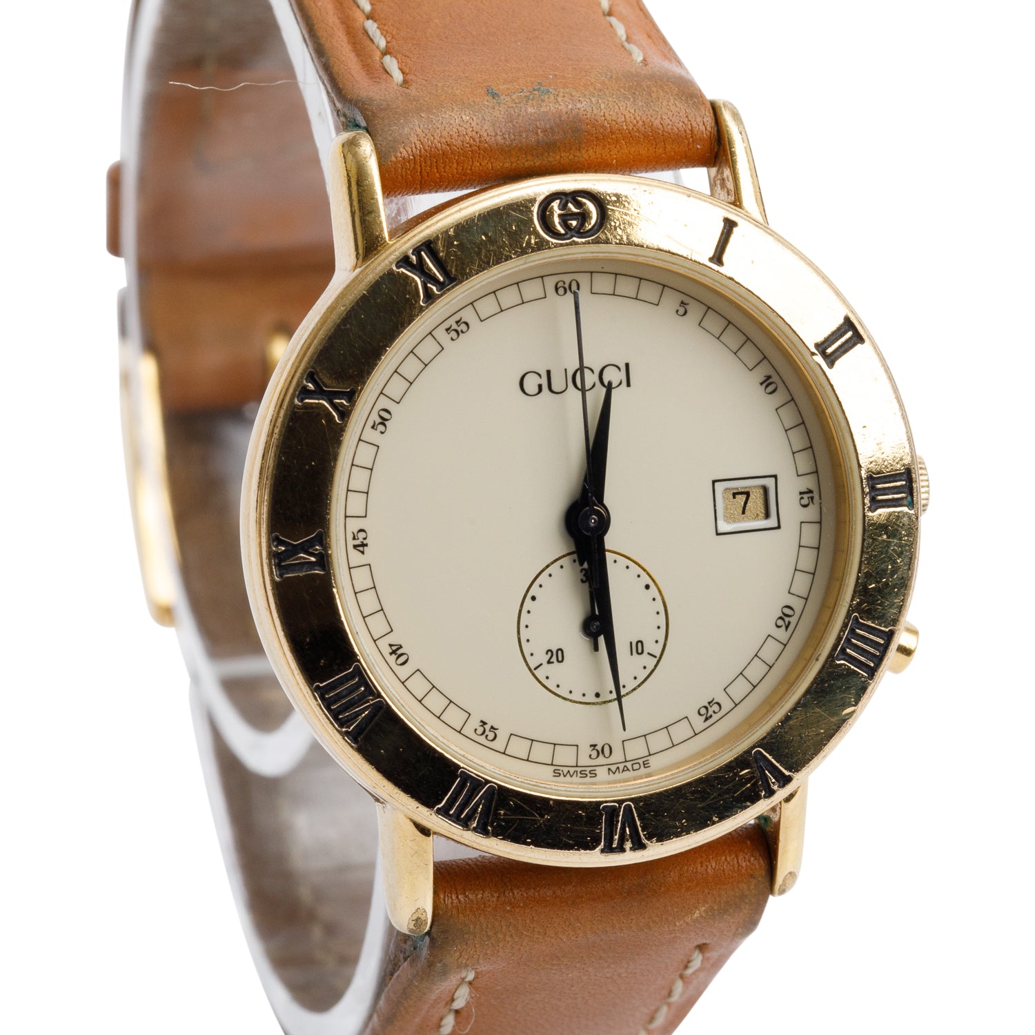 Gucci Yellow Gold Plated Stainless Steel 3800 Jr 29 MM Quartz Watch w/ Box