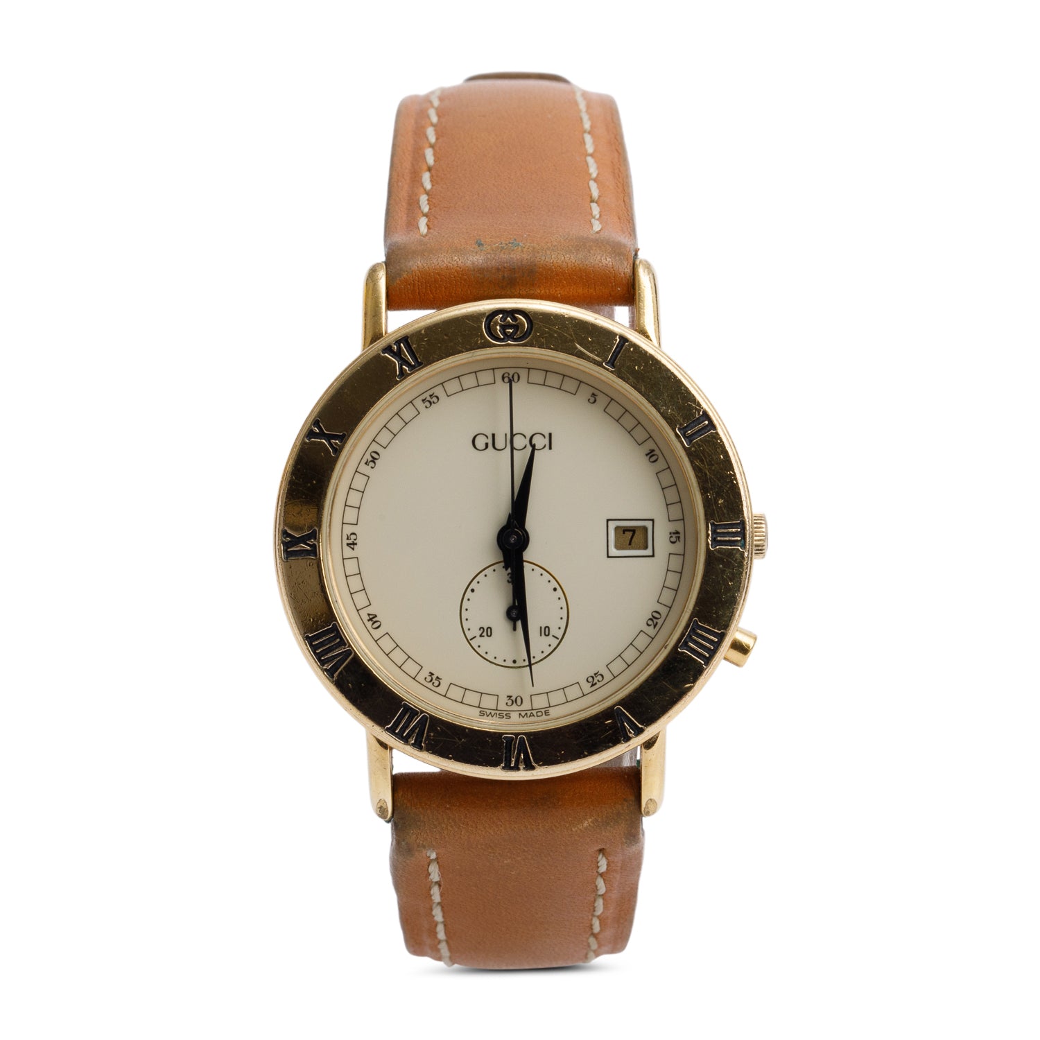 Gucci Yellow Gold Plated Stainless Steel 3800 Jr 29 MM Quartz Watch w/ Box