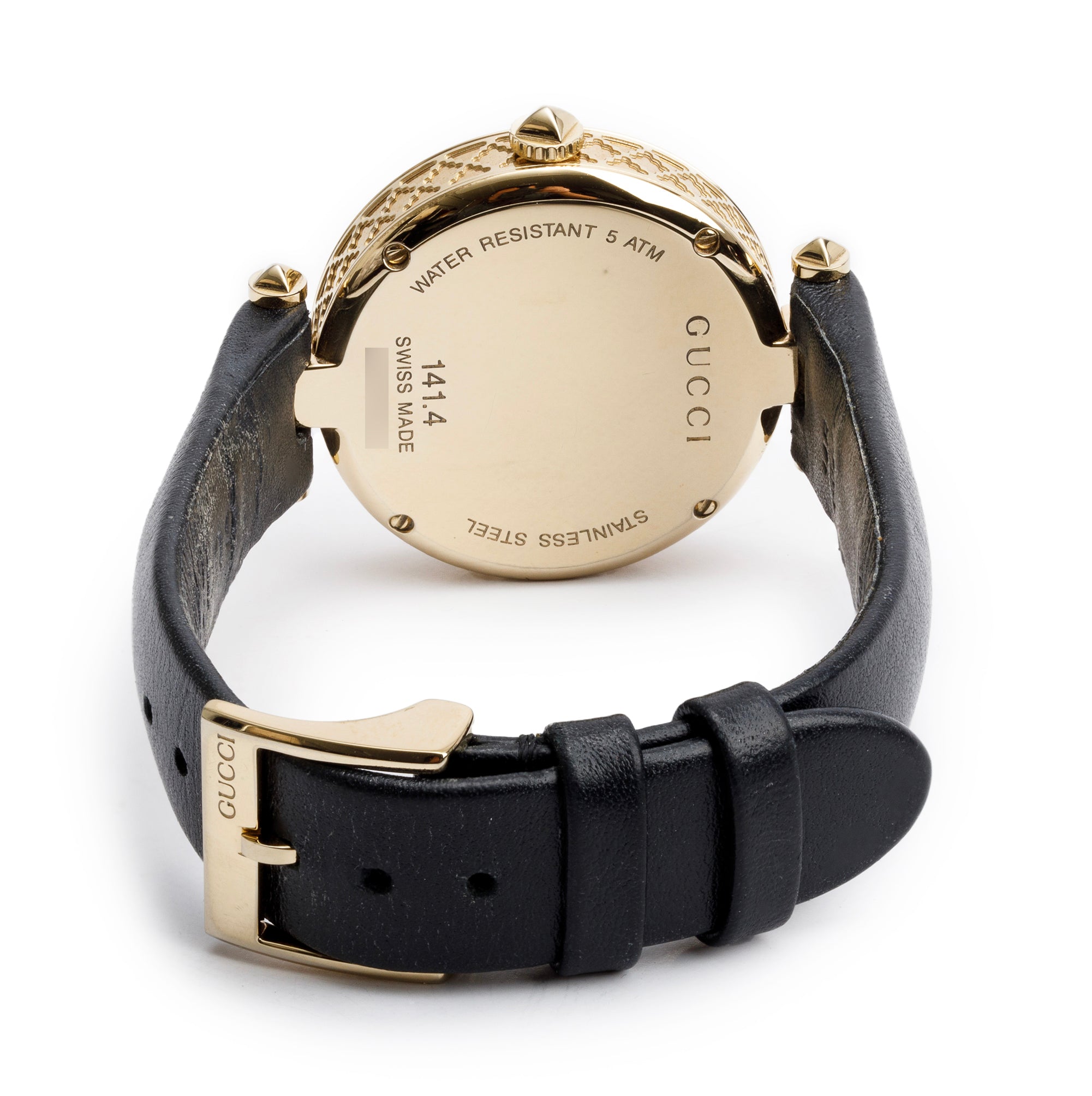 Gucci Yellow Gold Plated Stainless Steel Diamantissima 32 MM Watch Mother of Pearl Dial w/ Box