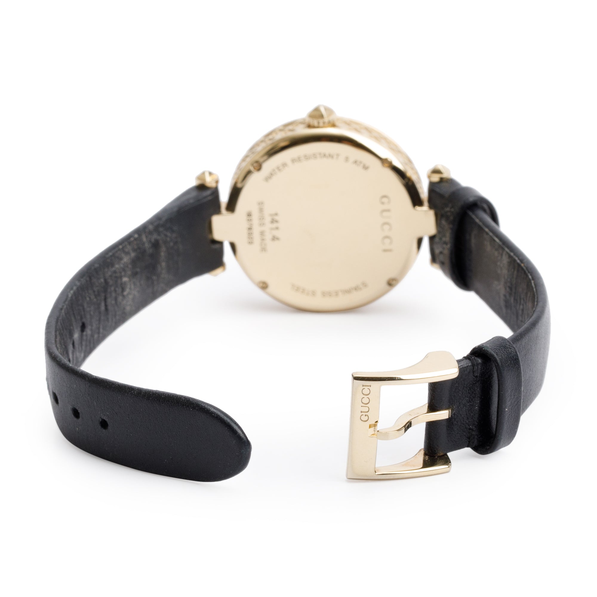 Gucci Yellow Gold Plated Stainless Steel Diamantissima 32 MM Watch Mother of Pearl Dial w/ Box