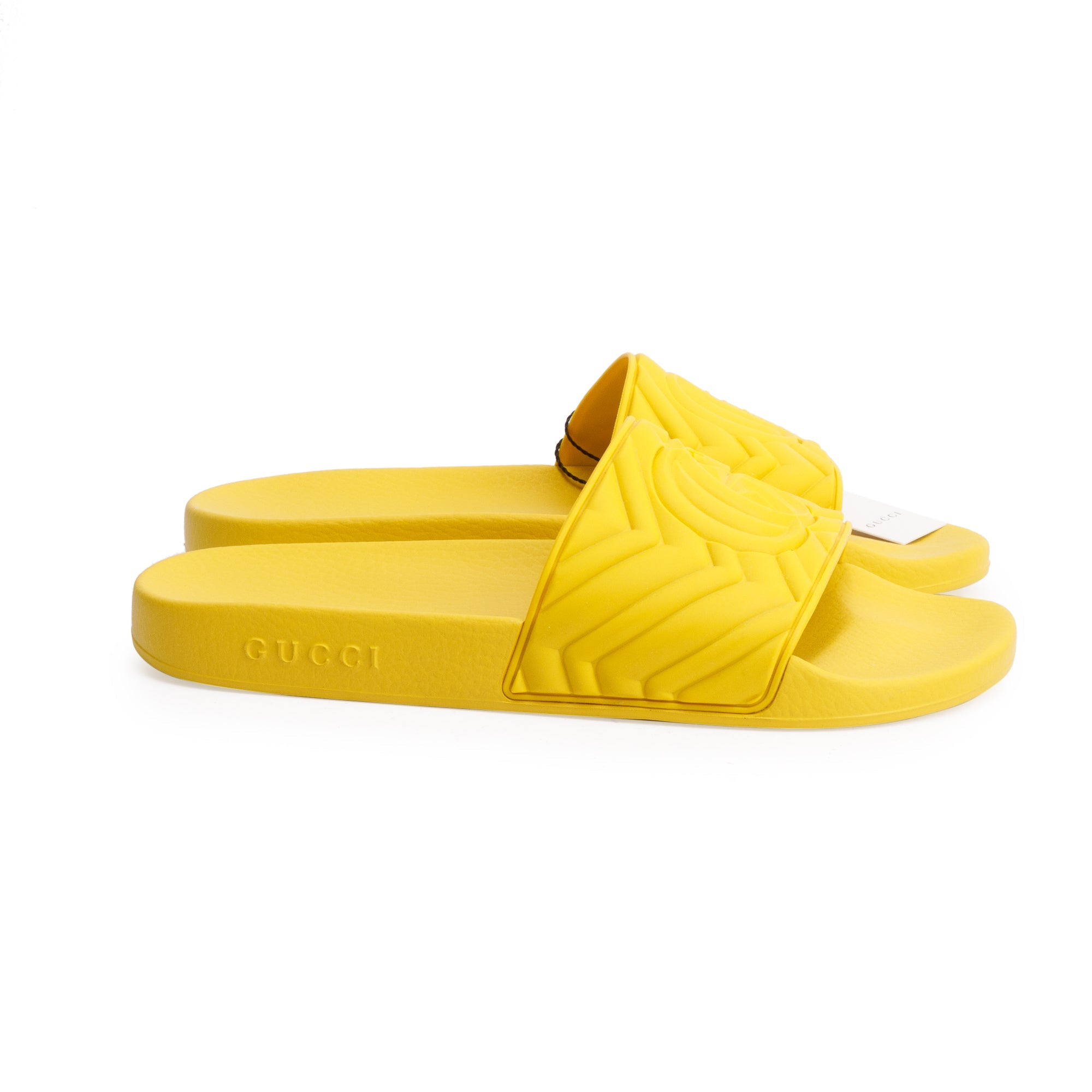 Gucci Yellow Rubber Double G Logo Slides , Size 11 w/ Box