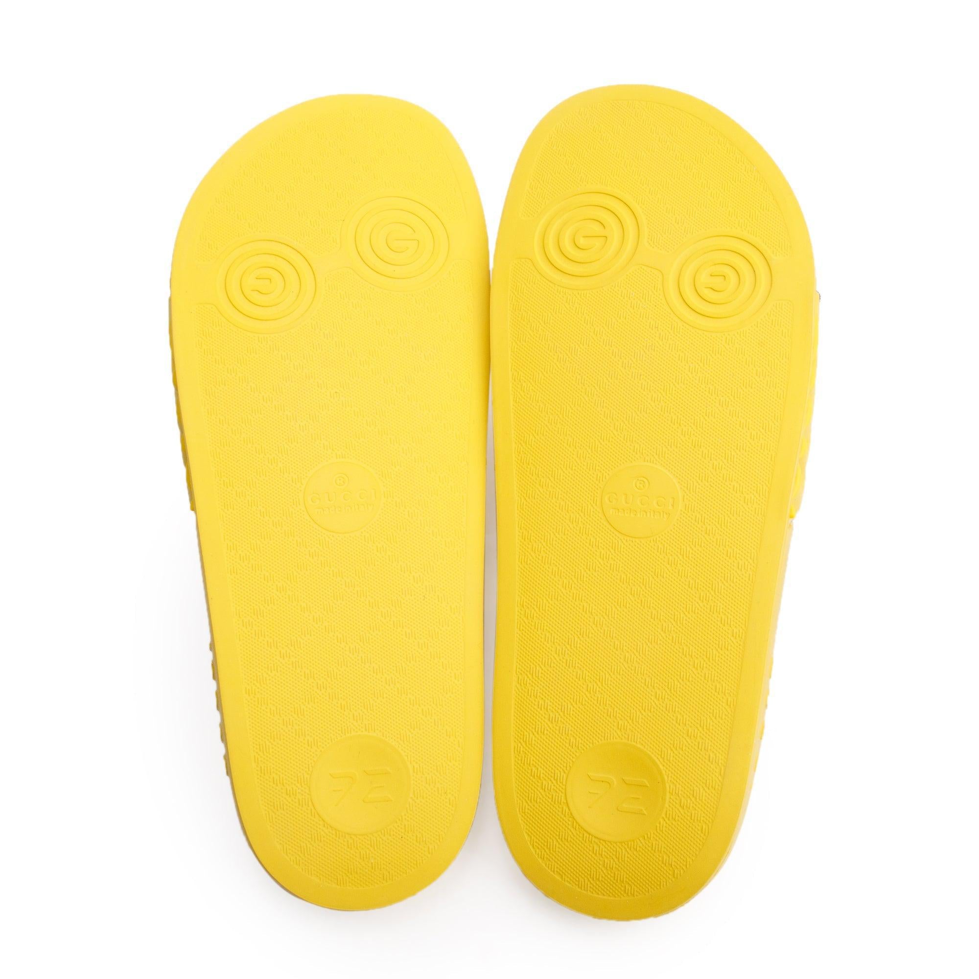 Gucci Yellow Rubber Double G Logo Slides , Size 11 w/ Box