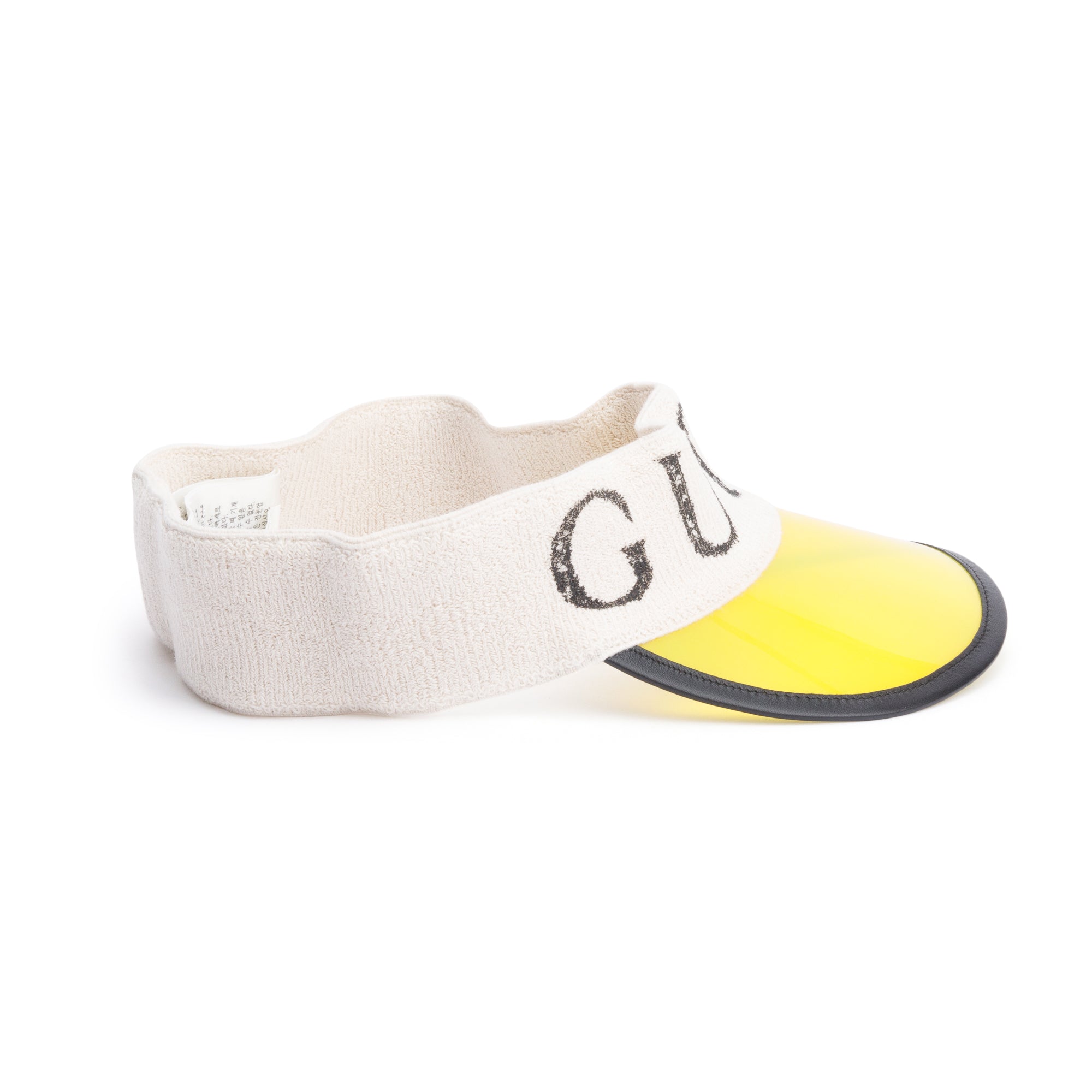 Gucci Yellow Vinyl Logo Visor, Size M 58 w/ Box