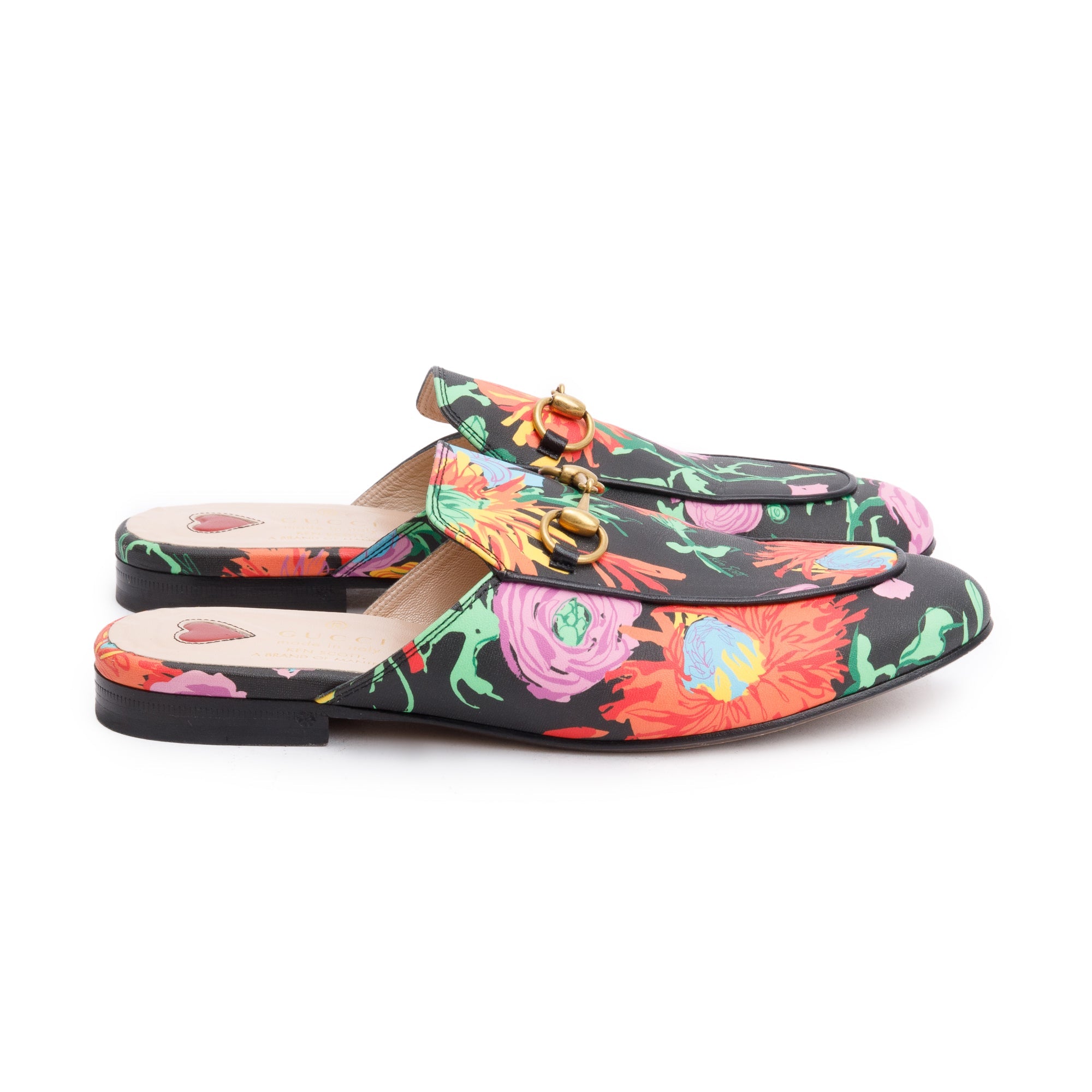 Gucci x Ken Scott Floral Princetown Horsebit Mules, Size 36.5